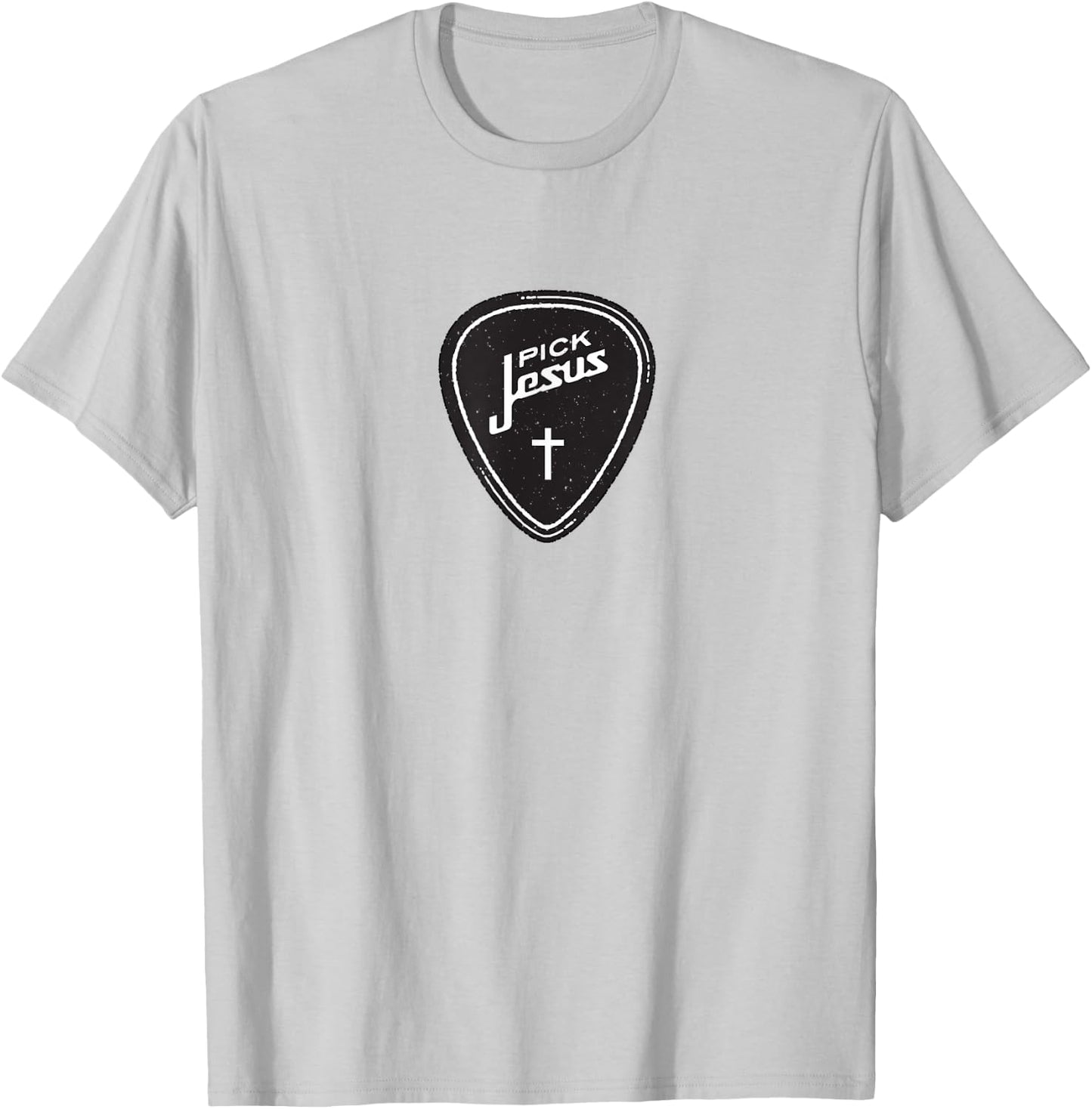Christian Shirt - Vintage Guitar Pick Jesus Cross Worship T-Shirt - T-Shirt | Ash