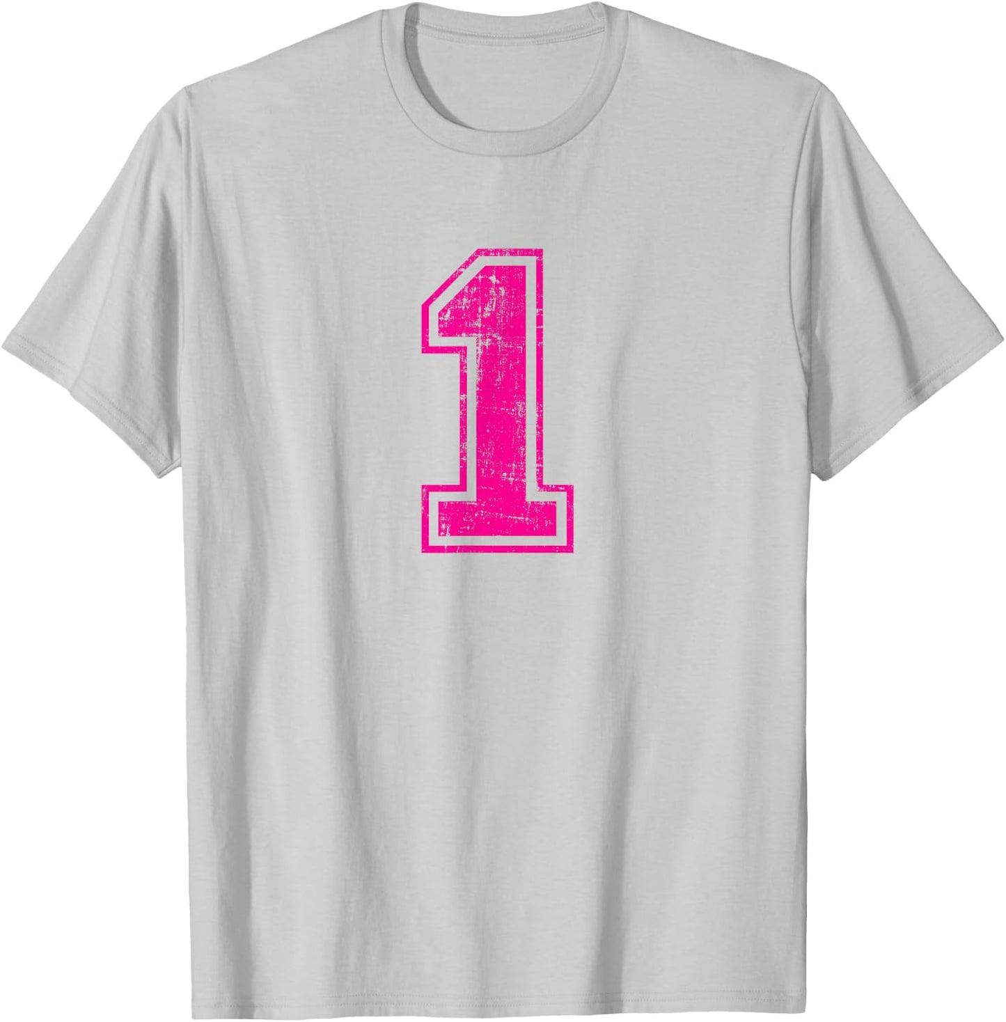 Number 1 One Varsity Distressed Vintage Sport Team Player's T-Shirt - T-Shirt | Ash