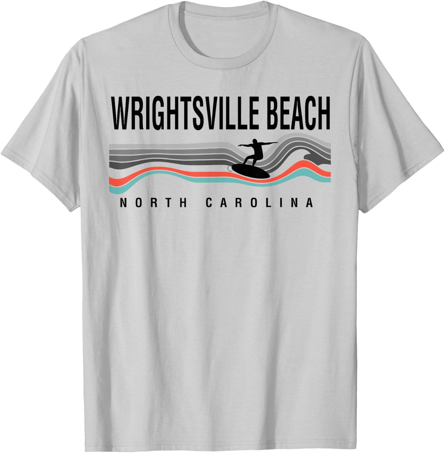 Wrightsville Beach North Carolina Surfboard Navy Men Women Girls Kids T-Shirt - T-Shirt | Ash