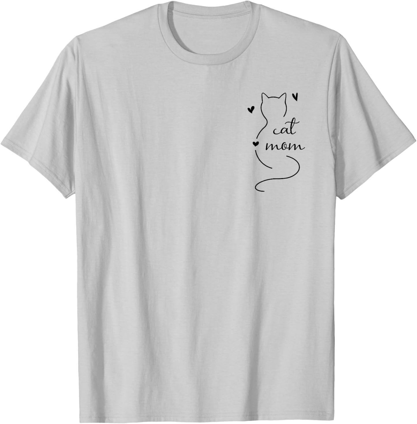 New 2025 Minimalistic Cat Mom T-Shirt - T-Shirt | Ash