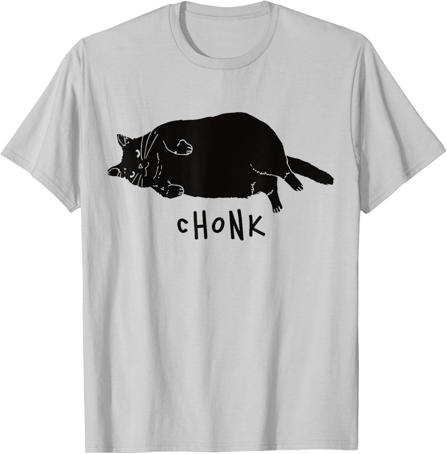 Black Cat Chonk Funny Black Cat Meme Fat Chonky Cat Men Women T-Shirt - T-Shirt | Ash