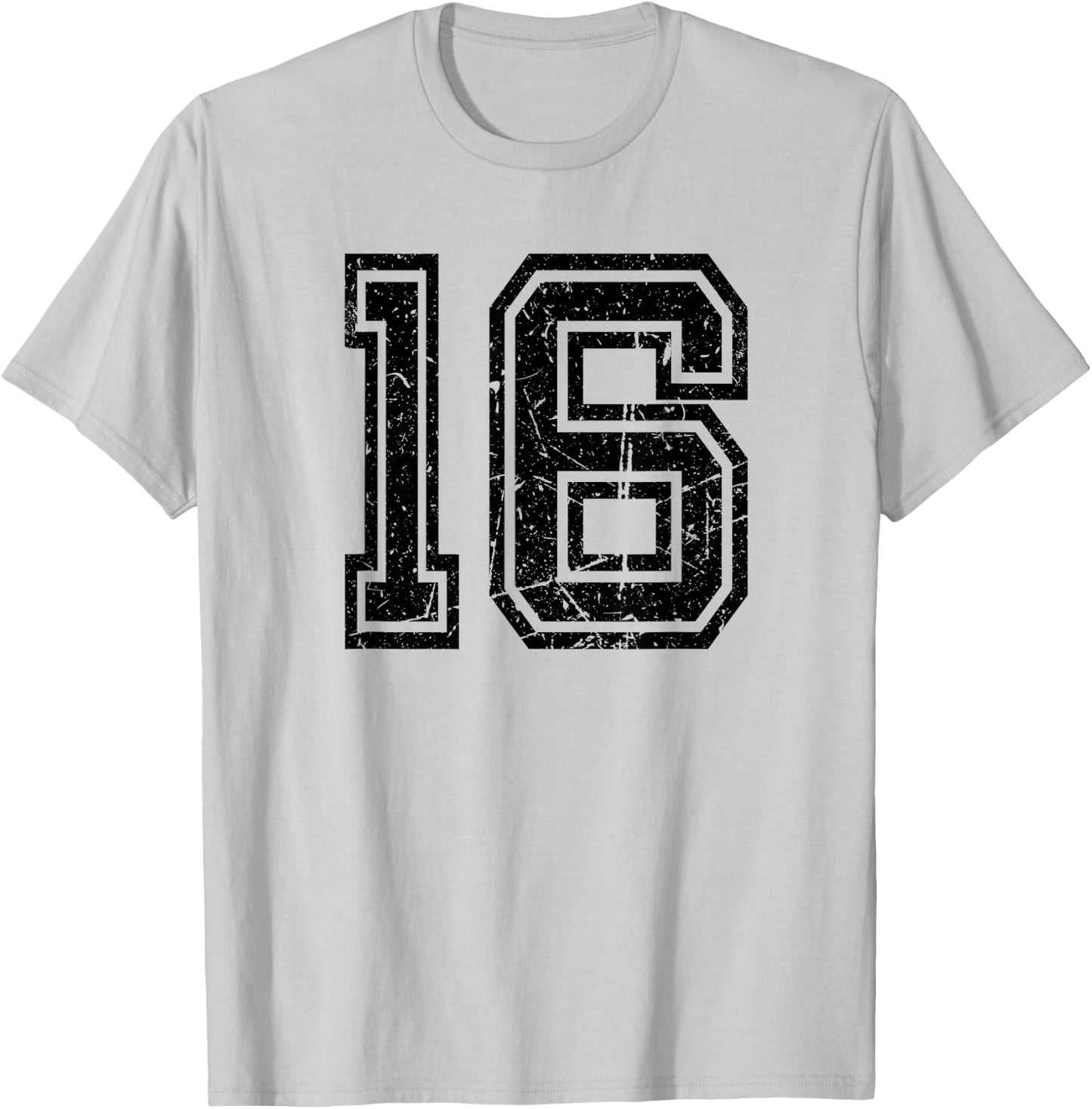 Retro Number #16 Sport Black Number T-Shirt - T-Shirt | Ash