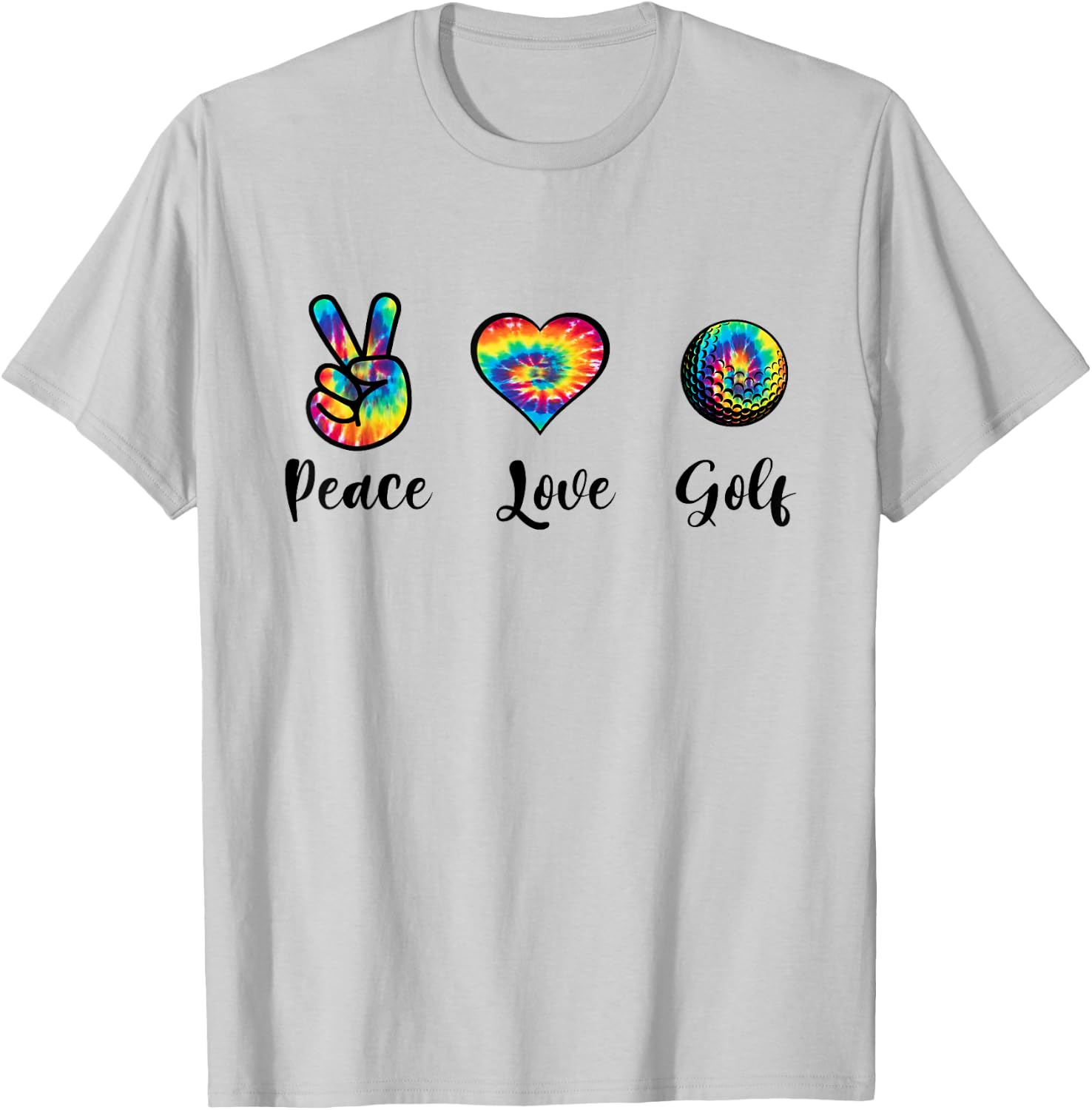 Funny Peace Love Golf Tie Dye Golf Lovers Golfer Golfing T-Shirt - T-Shirt | Ash