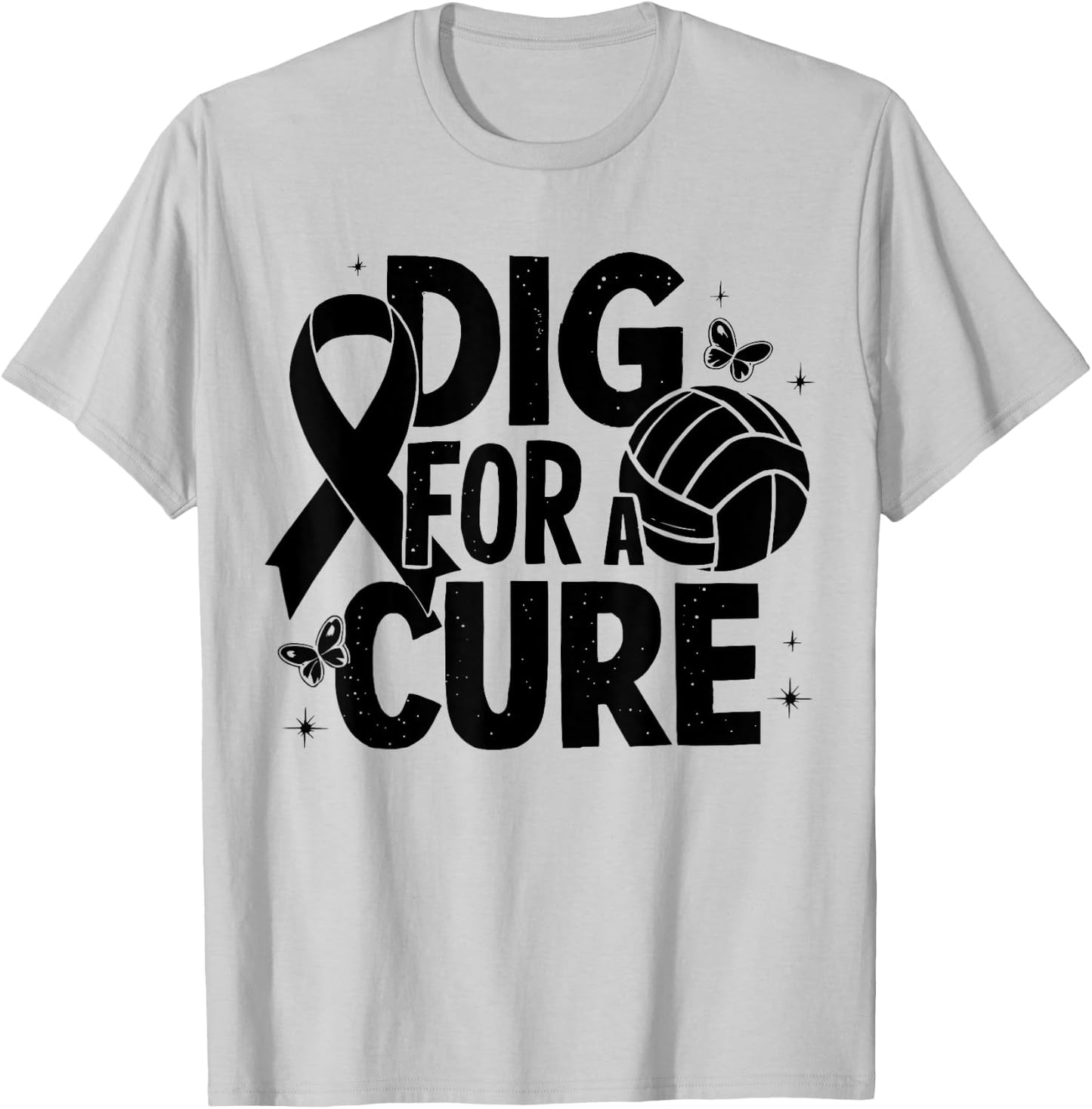 Dig For A Cure Breast Cancer Awareness Volleyball Pink T-Shirt - T-Shirt | Ash