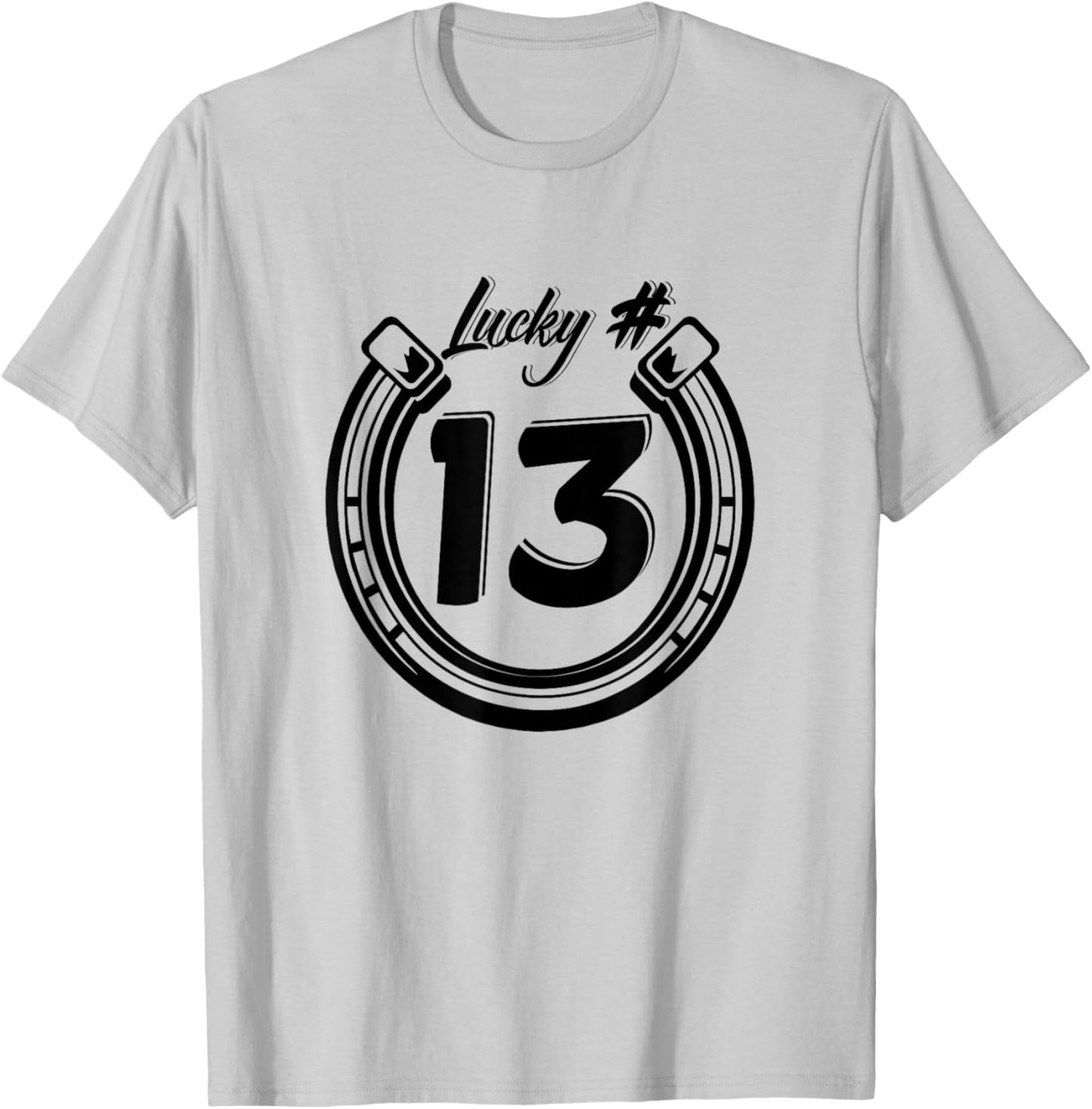 LUCKY NUMBER 13 horseshoe superstition T-Shirt - T-Shirt | Ash