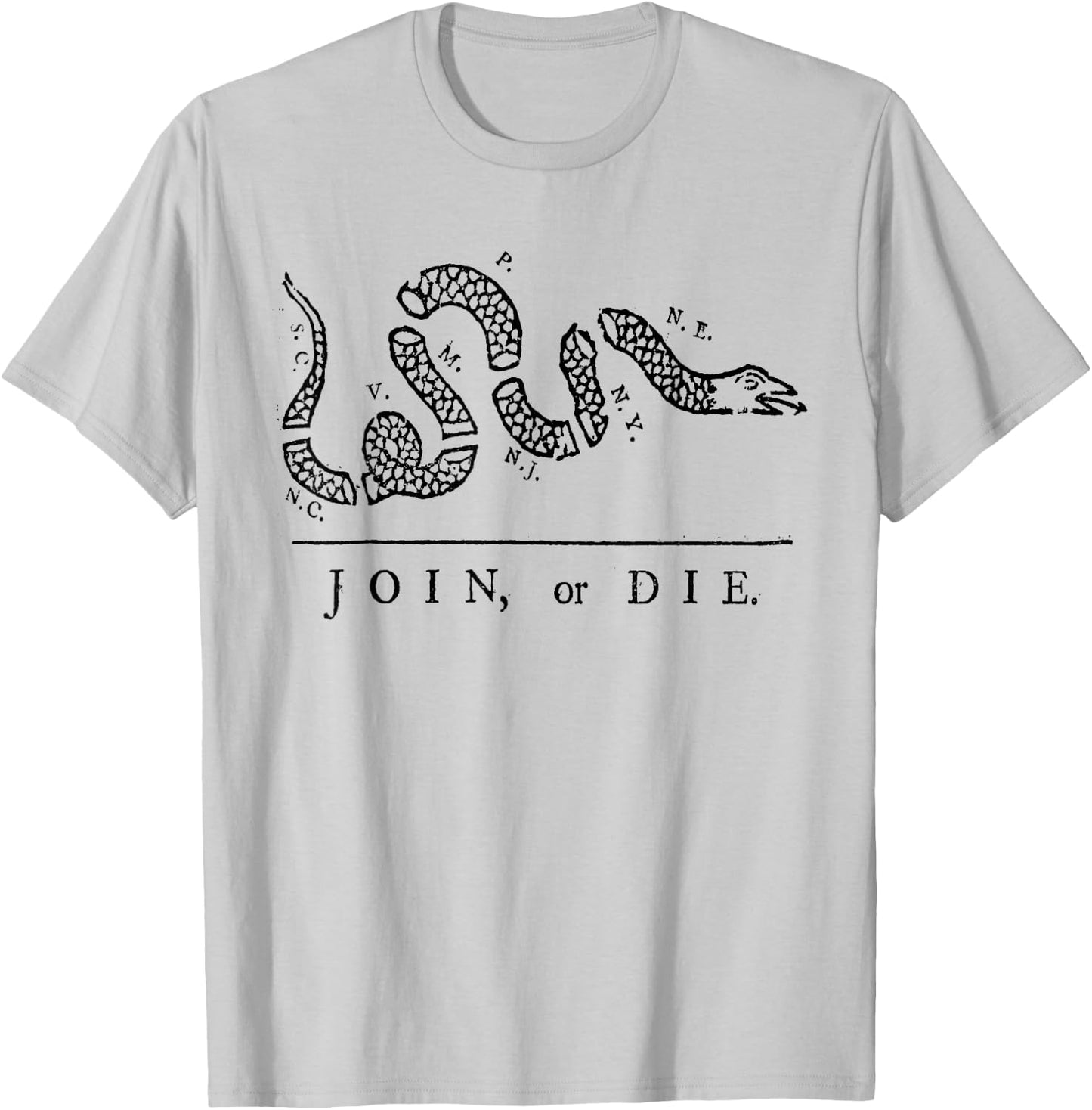 Join or Die with black snake T-Shirt - T-Shirt | Ash