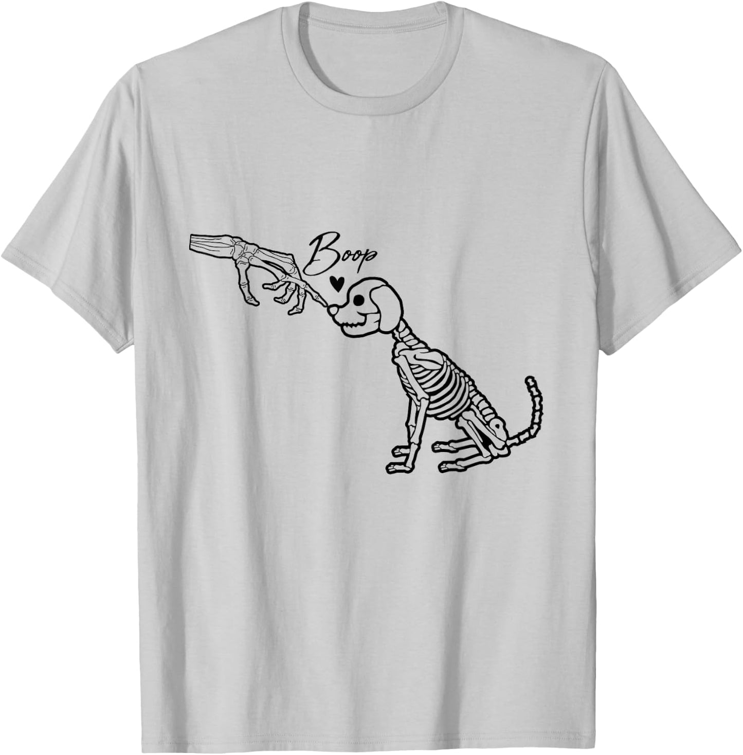 Skeleton Hand Boop Skeleton Dog Halloween Pet Love Men Women T-Shirt - T-Shirt | Ash