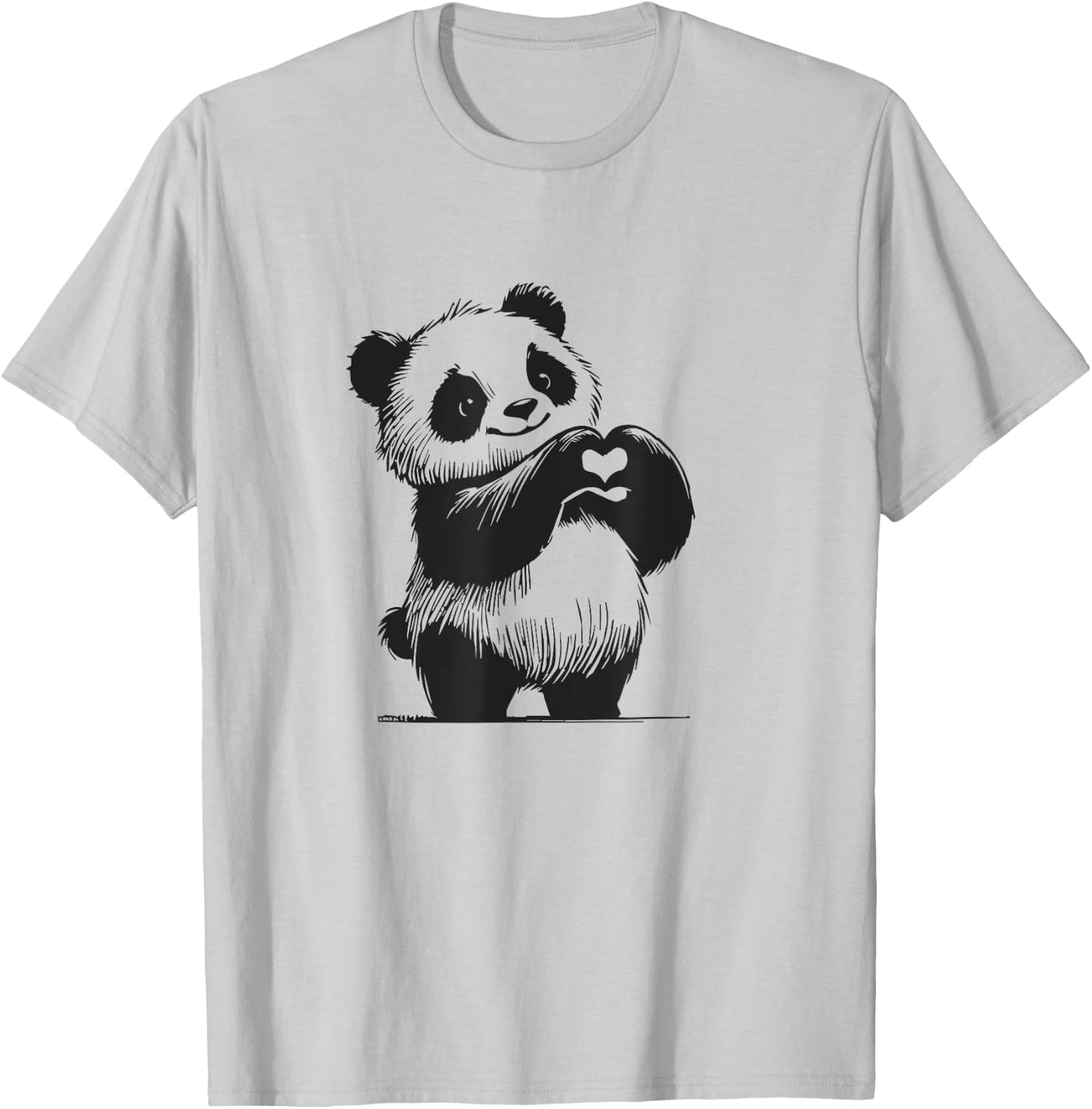 Valentines Day I Love Pandas T-Shirt - T-Shirt | Ash
