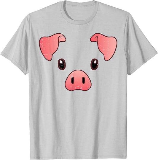 Pig Face Costume Cute Hog Halloween Animal Kids Women Men T-Shirt - T-Shirt | Ash