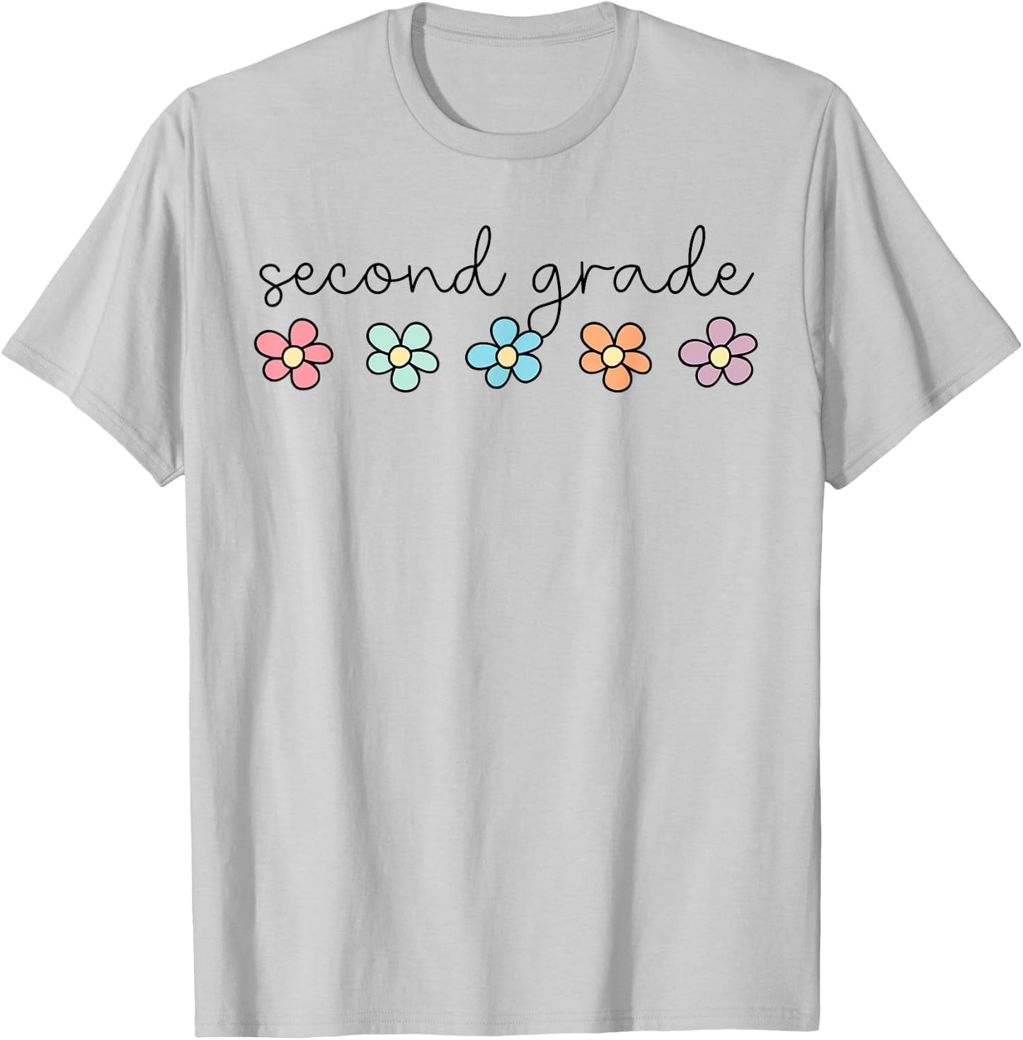 Retro Groovy Second Grade Hello 2nd Grade Teacher Kids T-Shirt - T-Shirt | Ash
