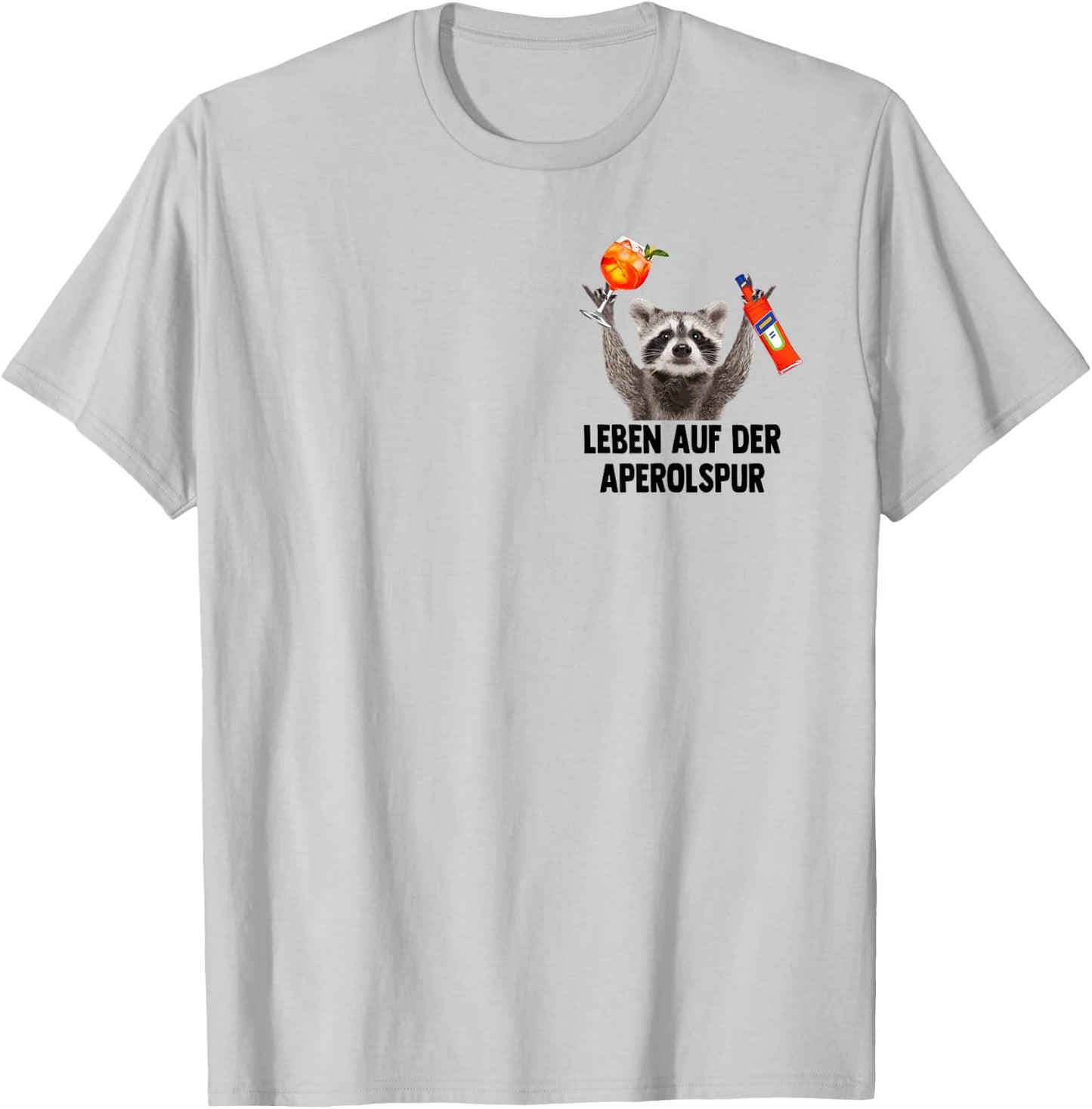 Life on the APEROL Lane - Raccoon Meme Racoon Pedro Spritz T-Shirt - T-Shirt | Ash