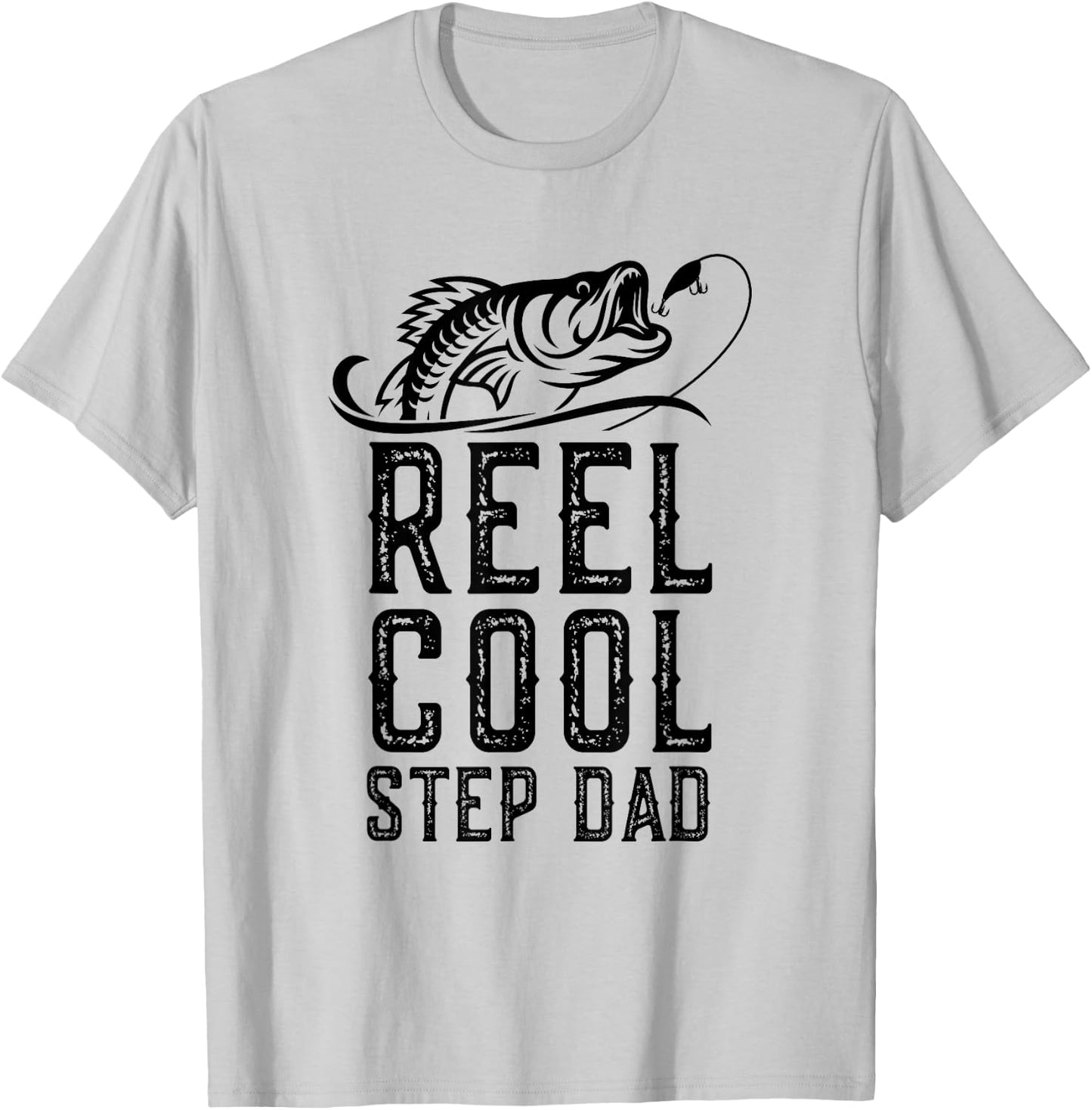 Reel Cool Step-Dad Fishing Fisherman Funny Retro StepDad T-Shirt - T-Shirt | Ash