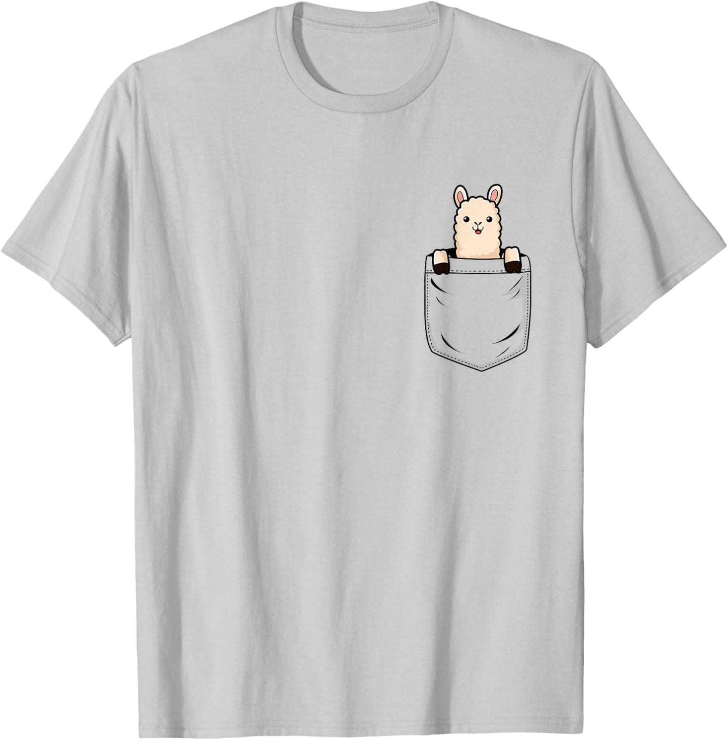 Llama Lovers Cute Funny Llama In Pocket T-Shirt - T-Shirt | Ash