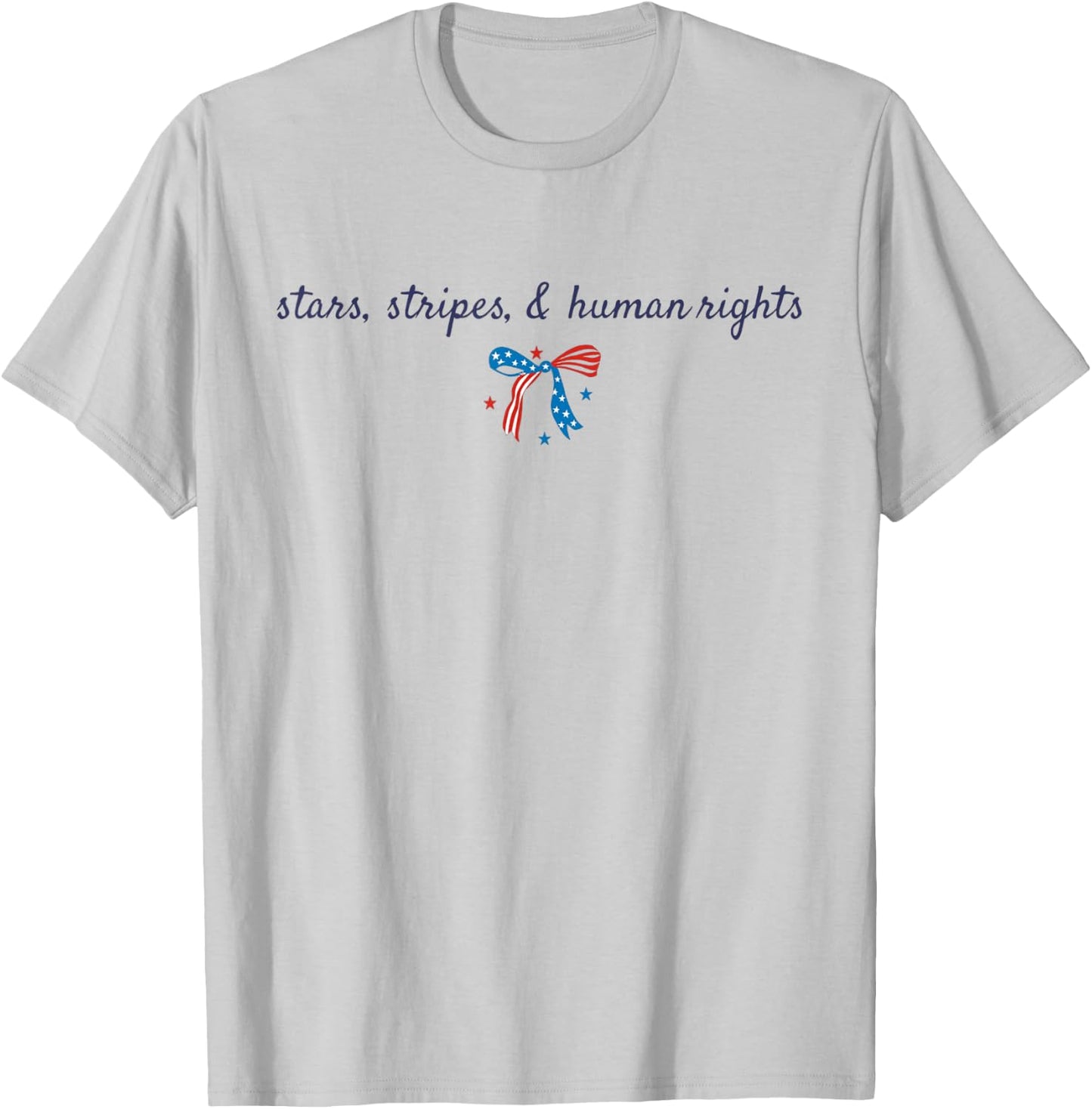 Stars And Stripes And Human Rights 4th Of July Bow Coquette T-Shirt - T-Shirt | Ash