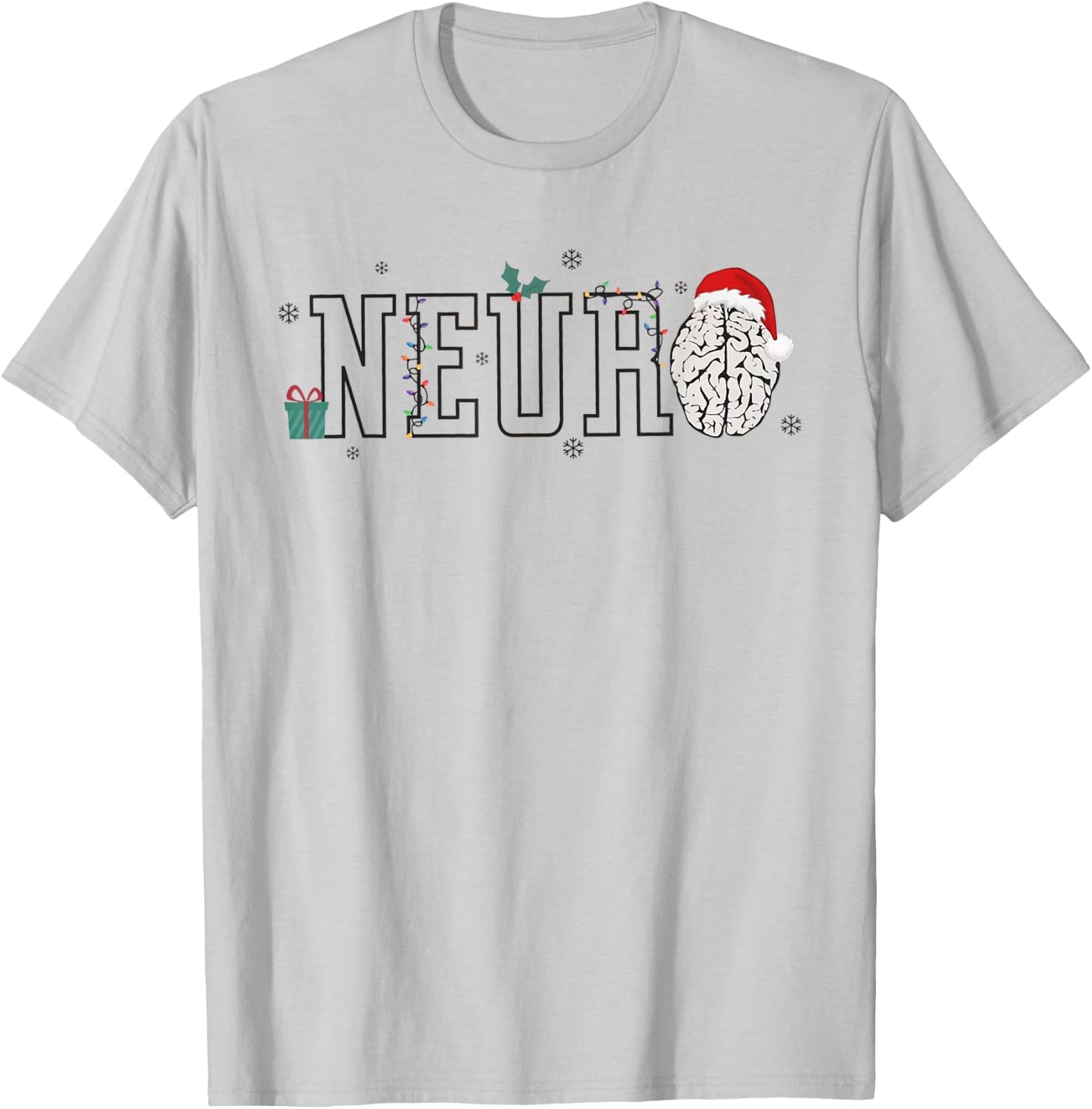 Neuro Christmas Neurology Holiday Neuroscience Nurse Santa T-Shirt - T-Shirt | Ash