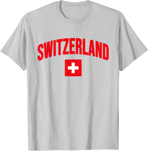 Switzerland - Flag of Switzerland - Throwback Design T-Shirt - T-Shirt | Ash