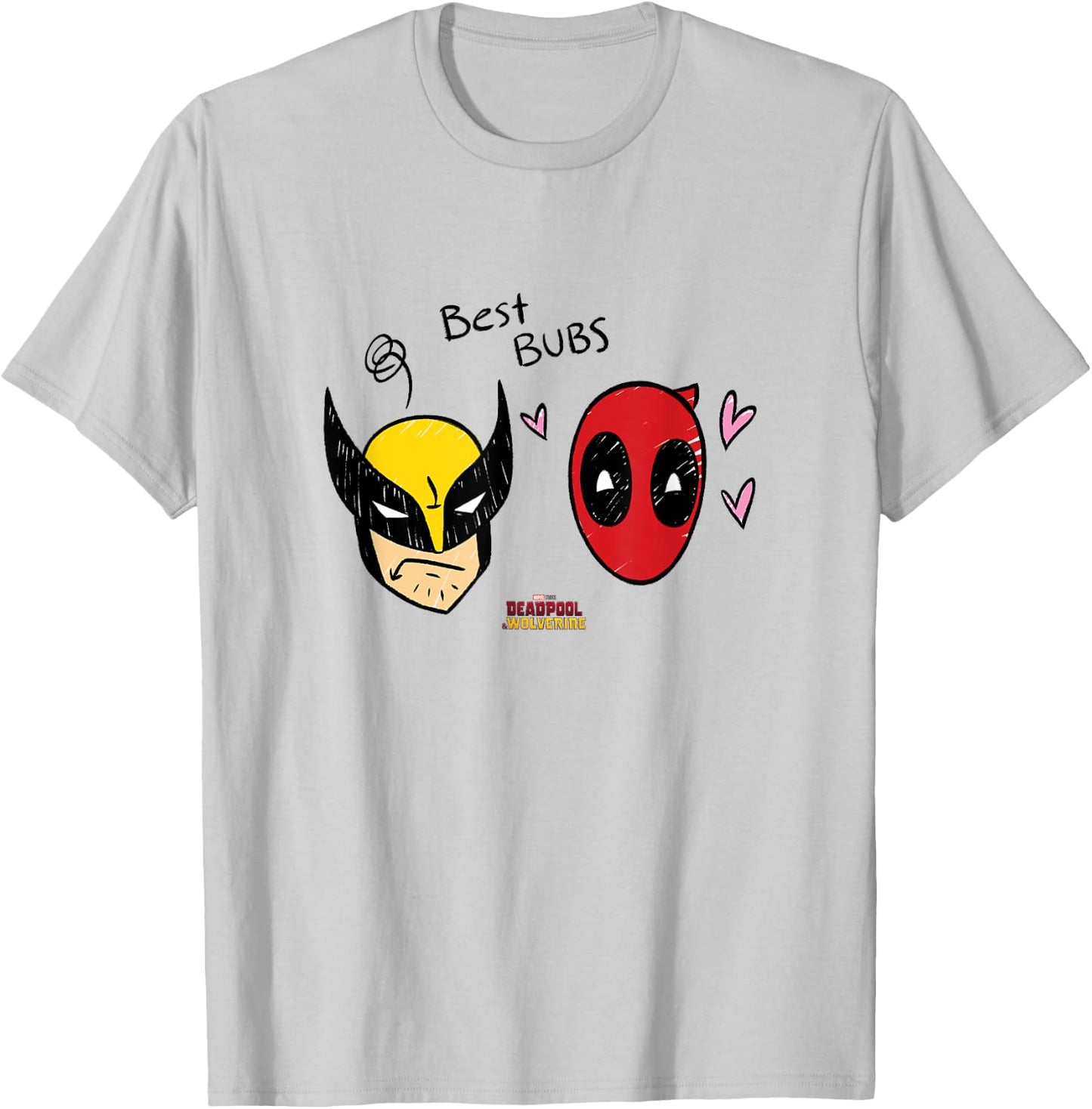 Marvel Deadpool & Wolverine Best Bubs Faces Doodles T-Shirt - T-Shirt | Ash