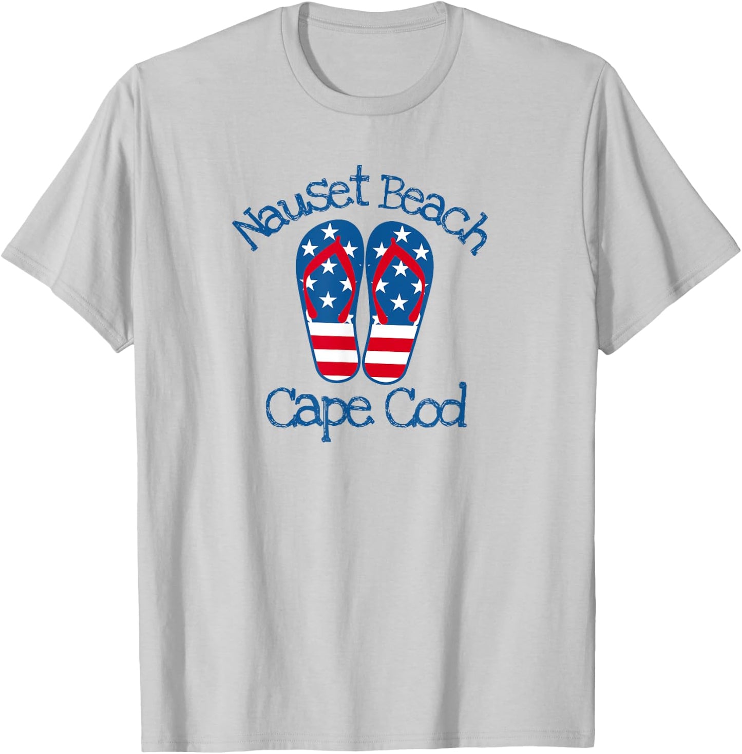 Nauset Beach Coastal Nautical Seashore Patriotic Flip Flops T-Shirt - T-Shirt | Ash