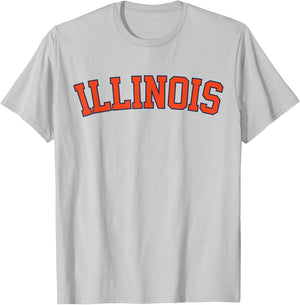 Retro Illinois Vintage Illinois Orange Blue Throwback IL T-Shirt - T-Shirt | Ash