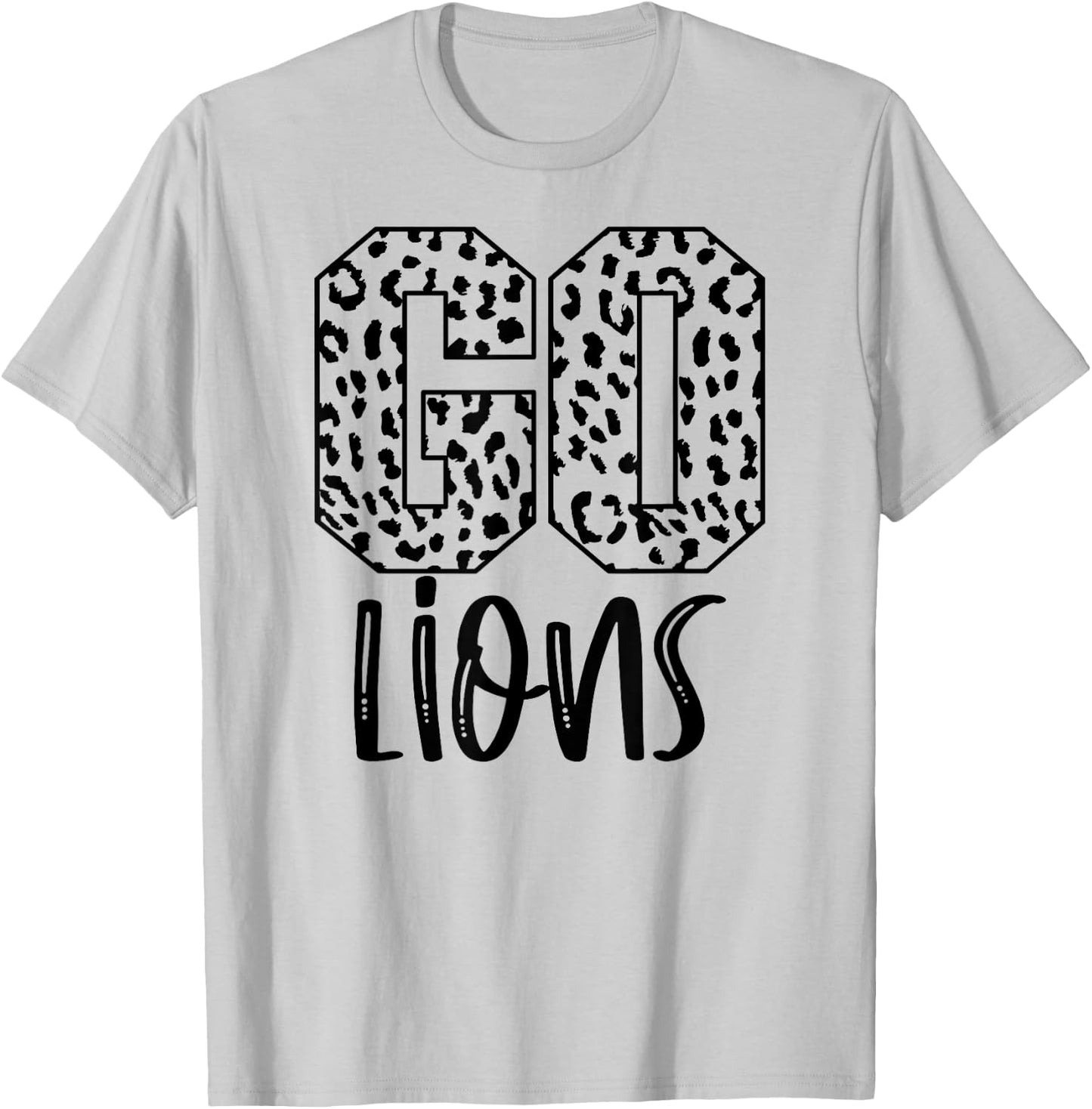 Lions Team Mascot School Spirit Game Night Leopard Print T-Shirt - T-Shirt | Ash