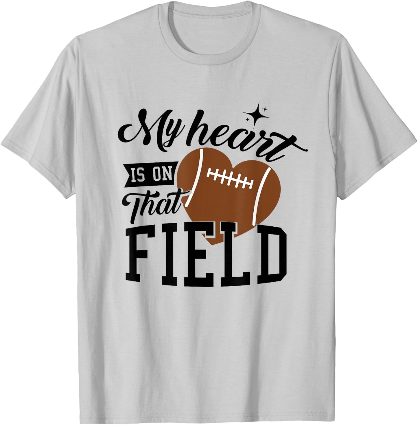 Proud Football Fan My Heart Is On That Field Football Game T-Shirt - T-Shirt | Ash