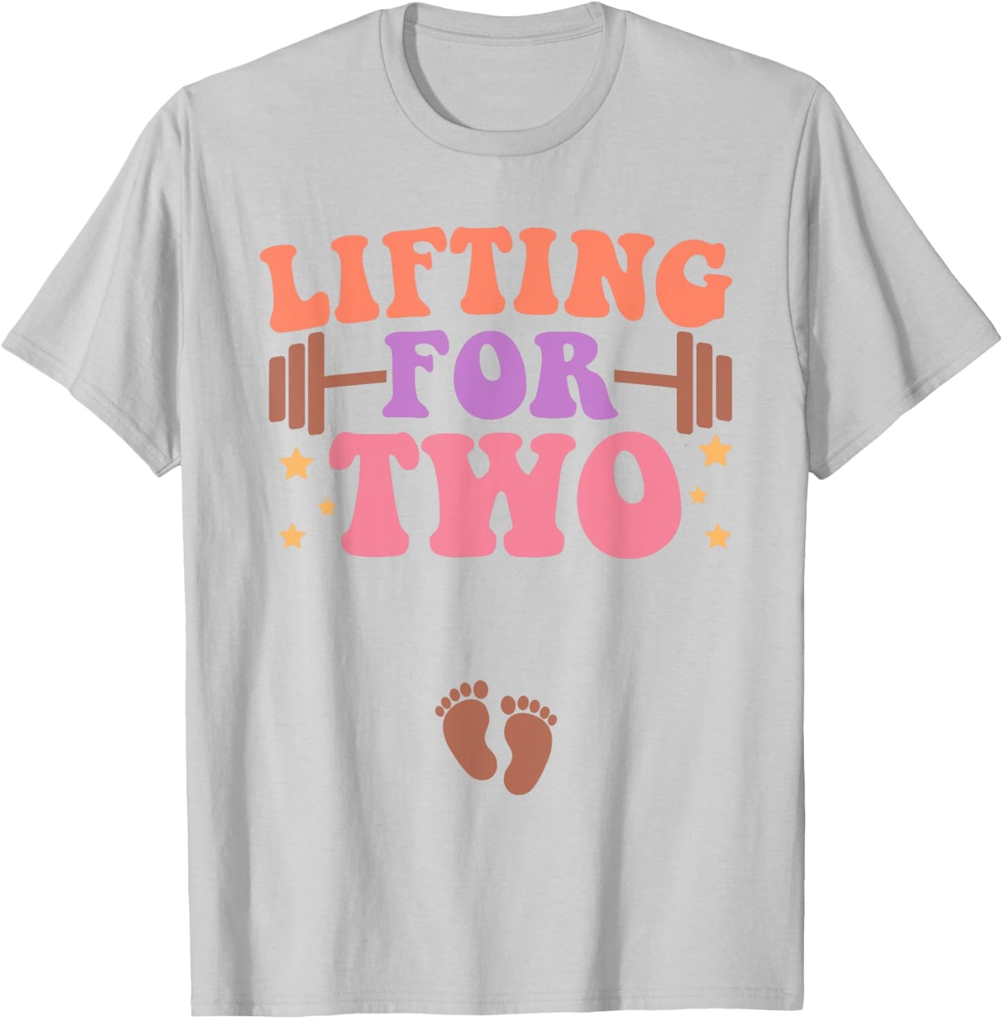 Lifting For Two Funny Pregnancy Gym Workout Expecting Mom T-Shirt - T-Shirt | Ash