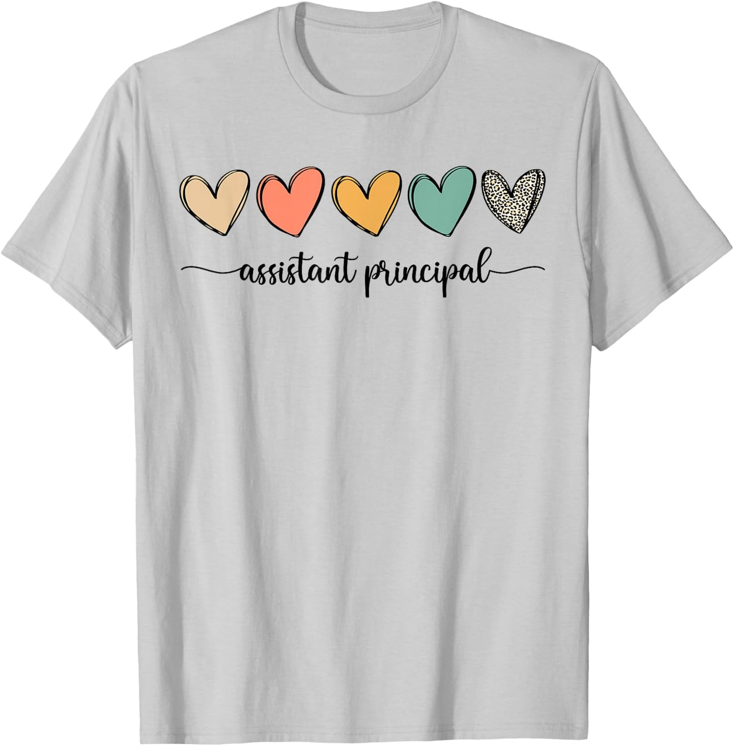 Cute Assistant Principal Shirt Leopard Boho Hearts T-Shirt - T-Shirt | Ash