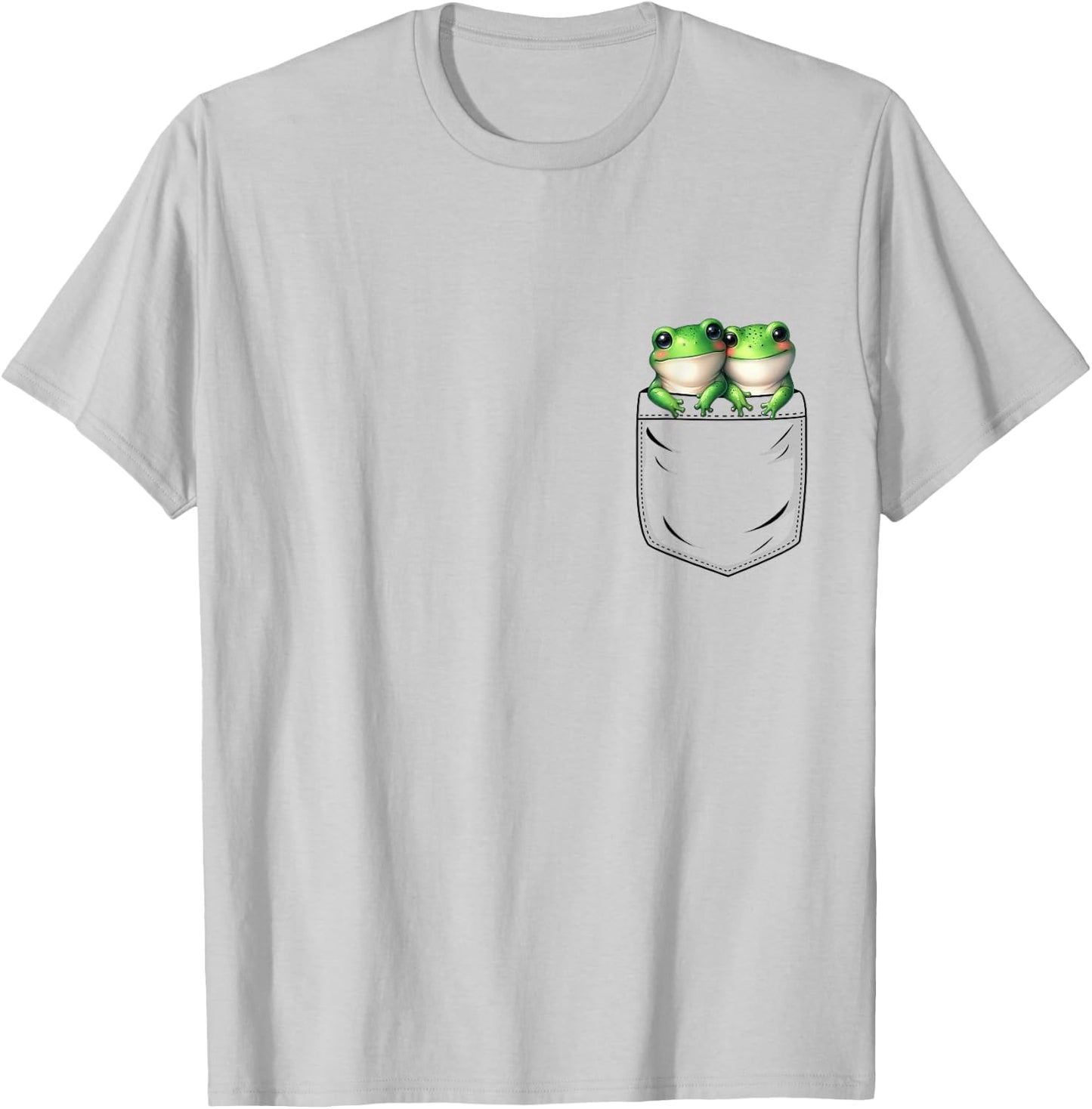 Frog Lovers Cute Funny Frog In Pocket , Small, Grey T-Shirt - T-Shirt | Ash