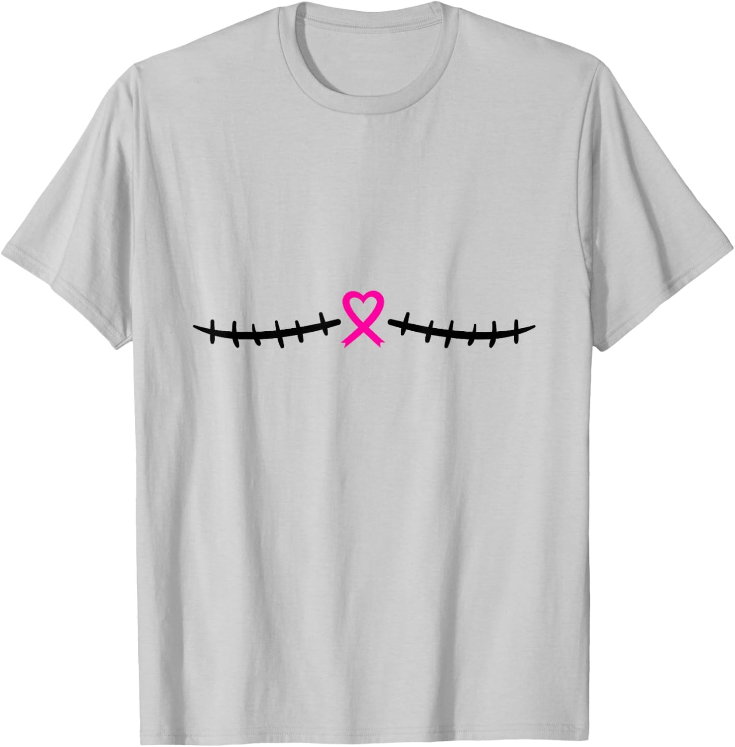Double Mastectomy Breast Cancer Survivor Pink Ribbon T-Shirt - T-Shirt | Ash