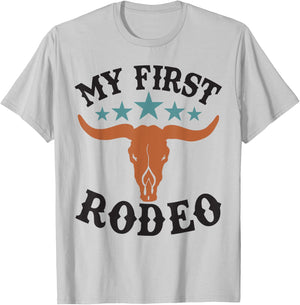 My First rodeo Birthday Cowboy Western Rodeo Party Matching T-Shirt - T-Shirt | Ash