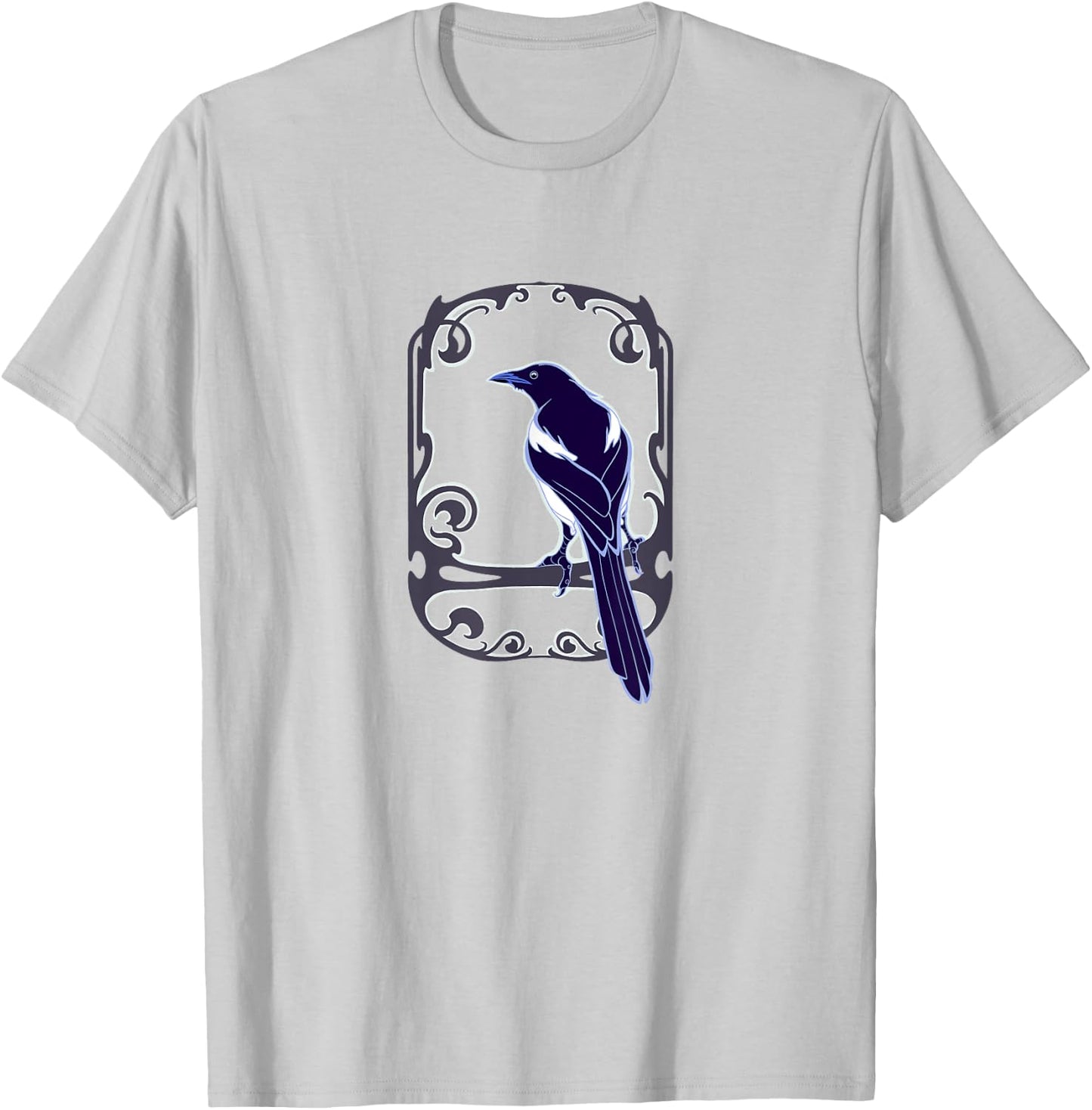 Gothic and Nouveau style Magpie bird, for ornithology lovers T-Shirt - T-Shirt | Ash