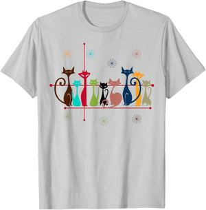 Vintage Retro Cat Gifts: 50s 60s Style Cat Dad & Mom T-Shirt - T-Shirt | Ash
