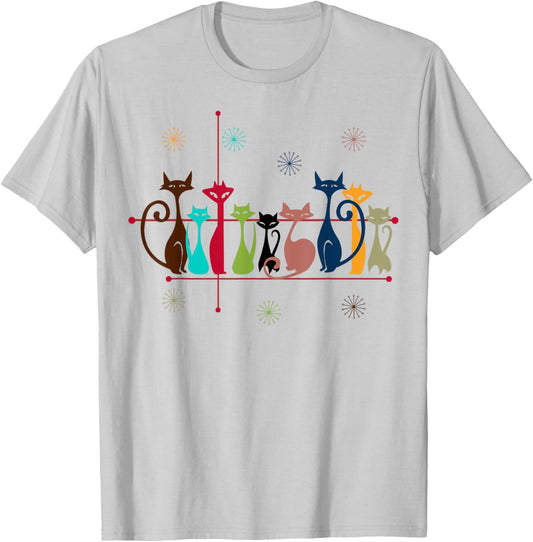 Vintage Retro Cat Gifts: 50s 60s Style Cat Dad & Mom T-Shirt - T-Shirt | Ash