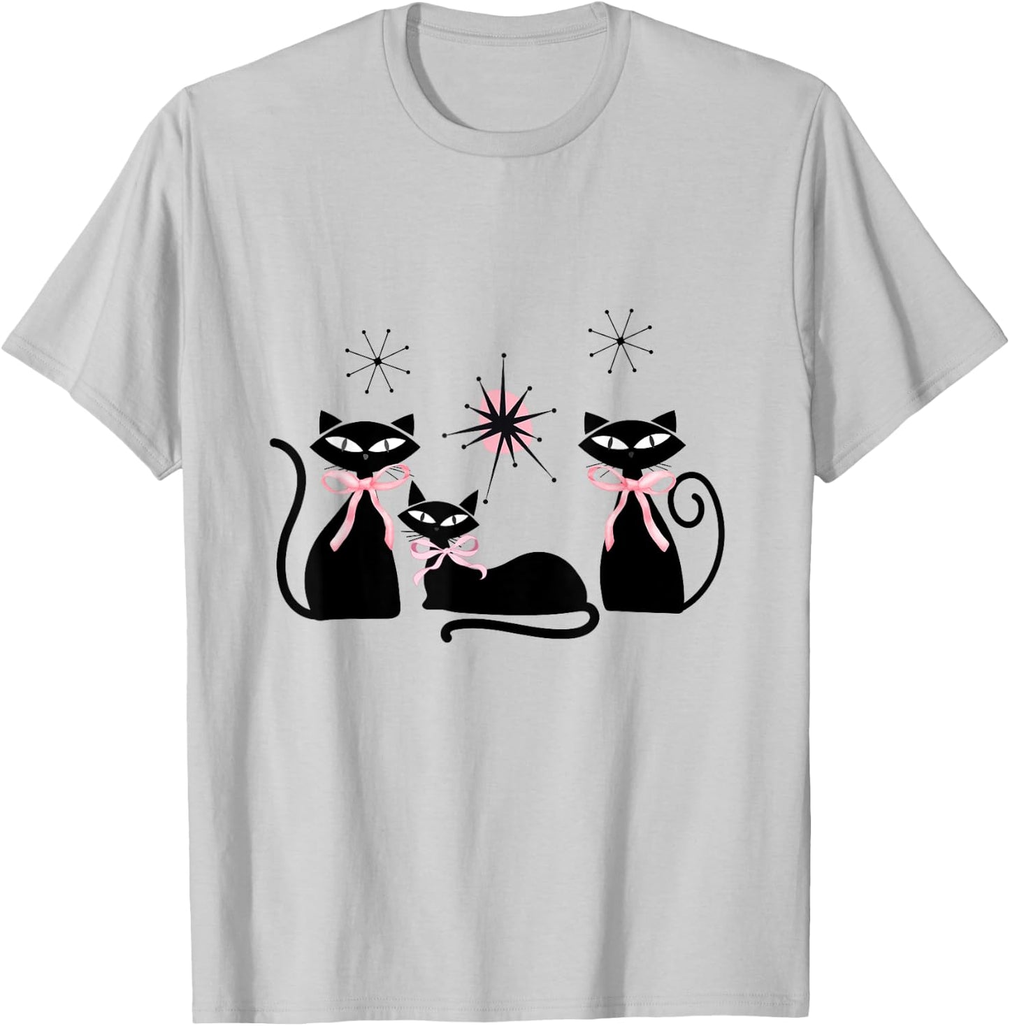 Atomic Cats Pink Bows Black Kitties MCM Girl T-Shirt - T-Shirt | Ash