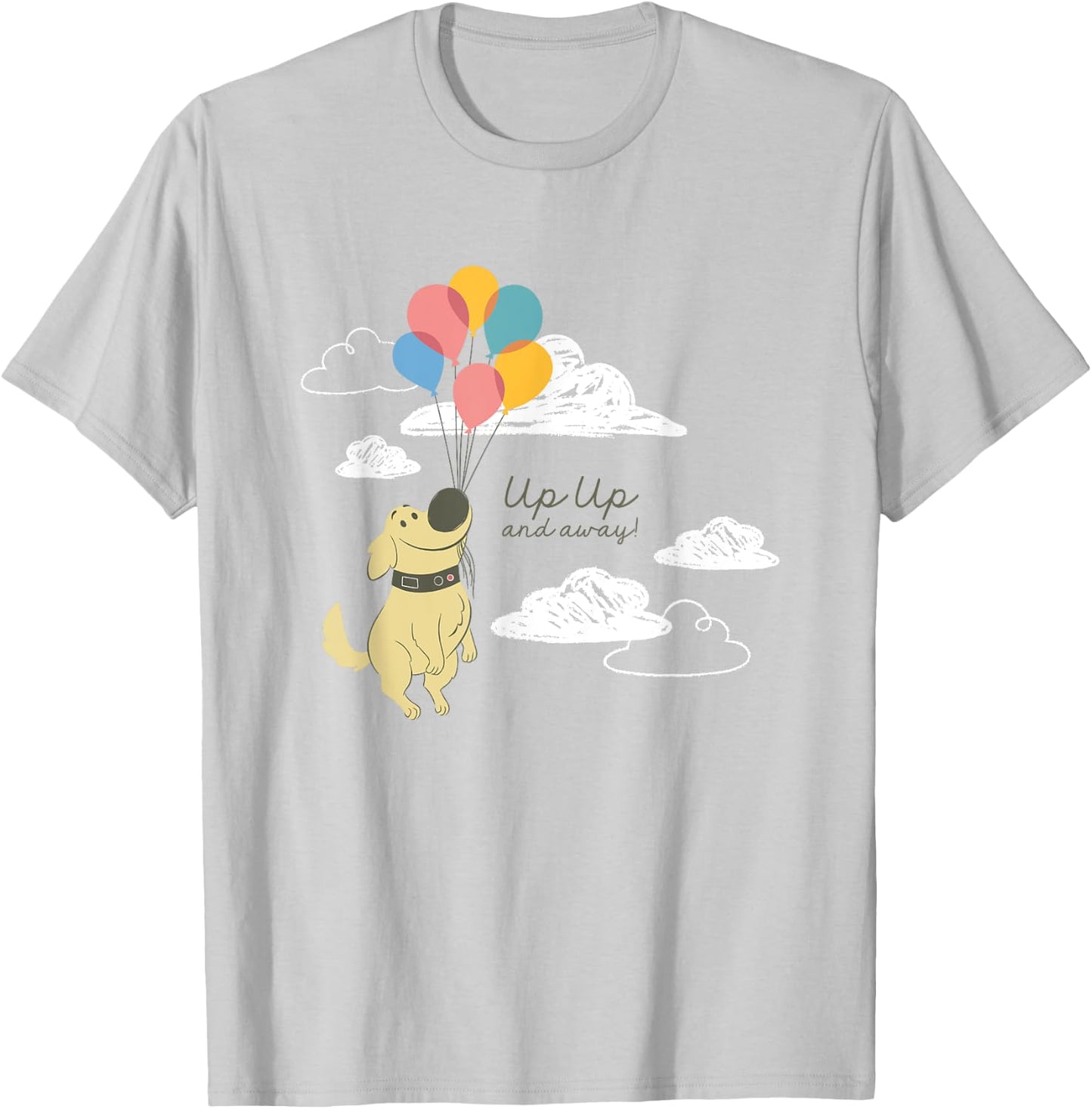 Disney Pixar Up Cute Dug Up Up And Away! Big Chest Logo T-Shirt - T-Shirt | Ash
