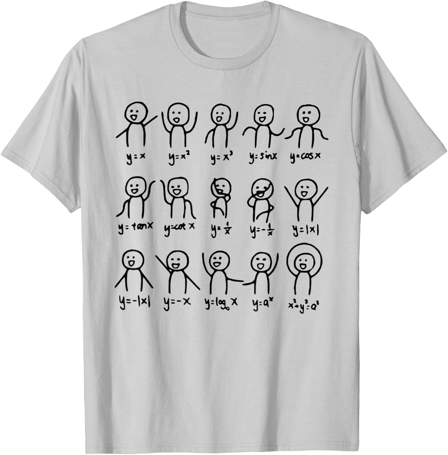 Math Stick Figures Funny Math Teacher Lover Women Men Kids T-Shirt - T-Shirt | Ash