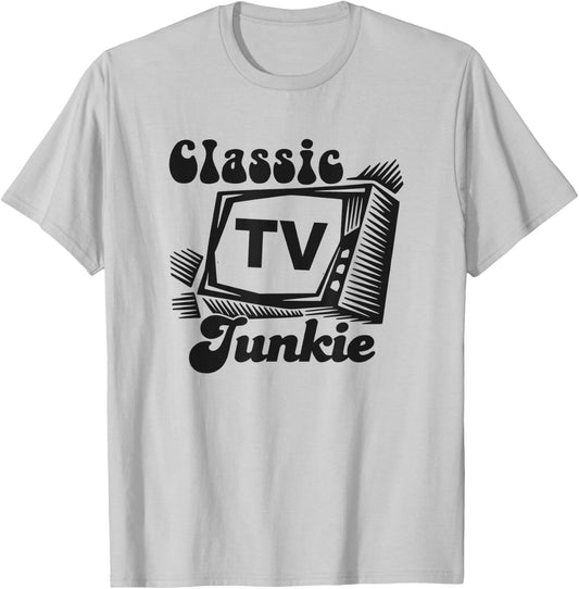 Classic TV Shows Junkie Vintage Retro 50s 60s 70s Television T-Shirt - T-Shirt | Ash