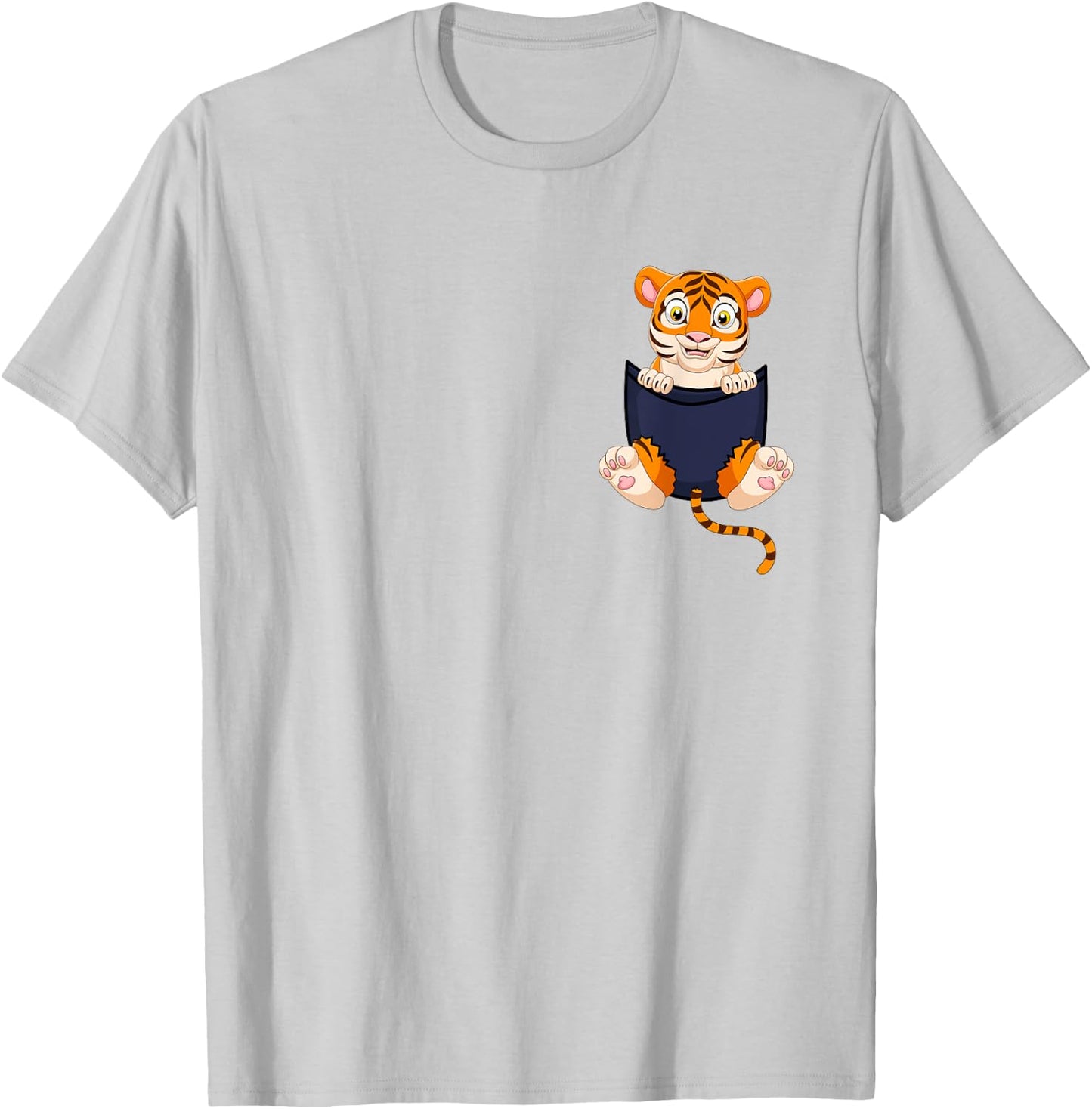 Cute Baby Tiger Pocket Shirt for Kids Tiger Cub T-Shirt - T-Shirt | Ash