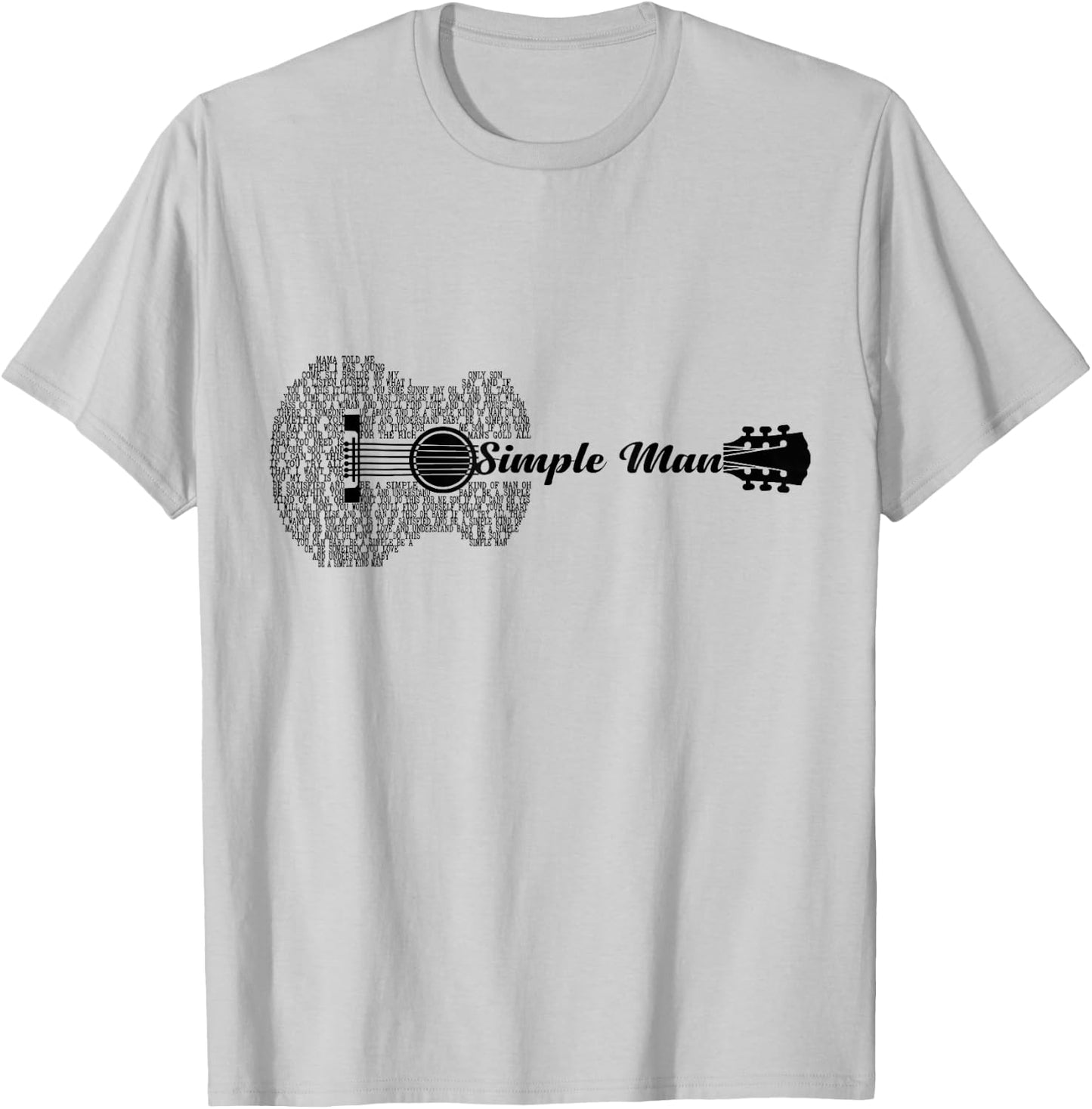Simple Man Music Guitar L:over Guitar Shape T-Shirt - T-Shirt | Ash