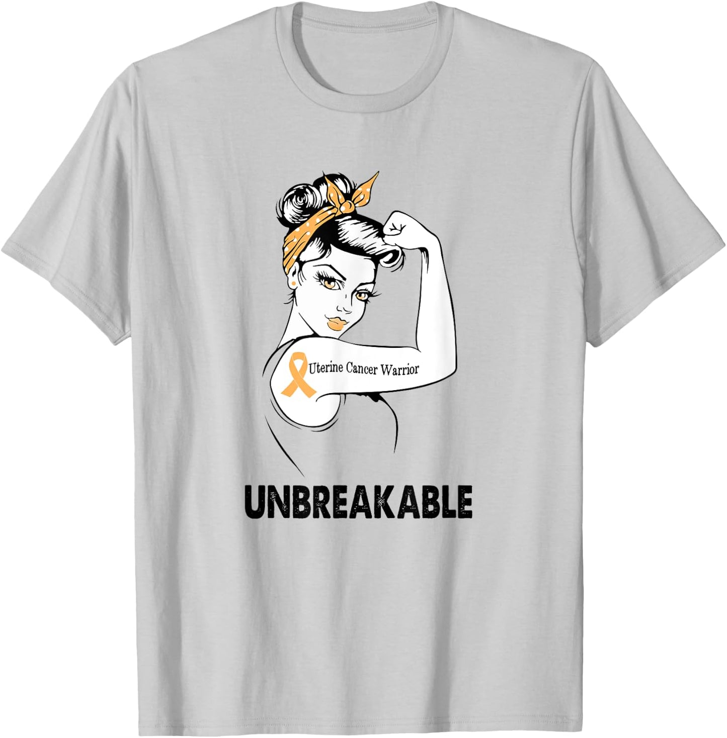 Uterine Cancer Warrior Unbreakable Gift Awareness T-Shirt - T-Shirt | Ash