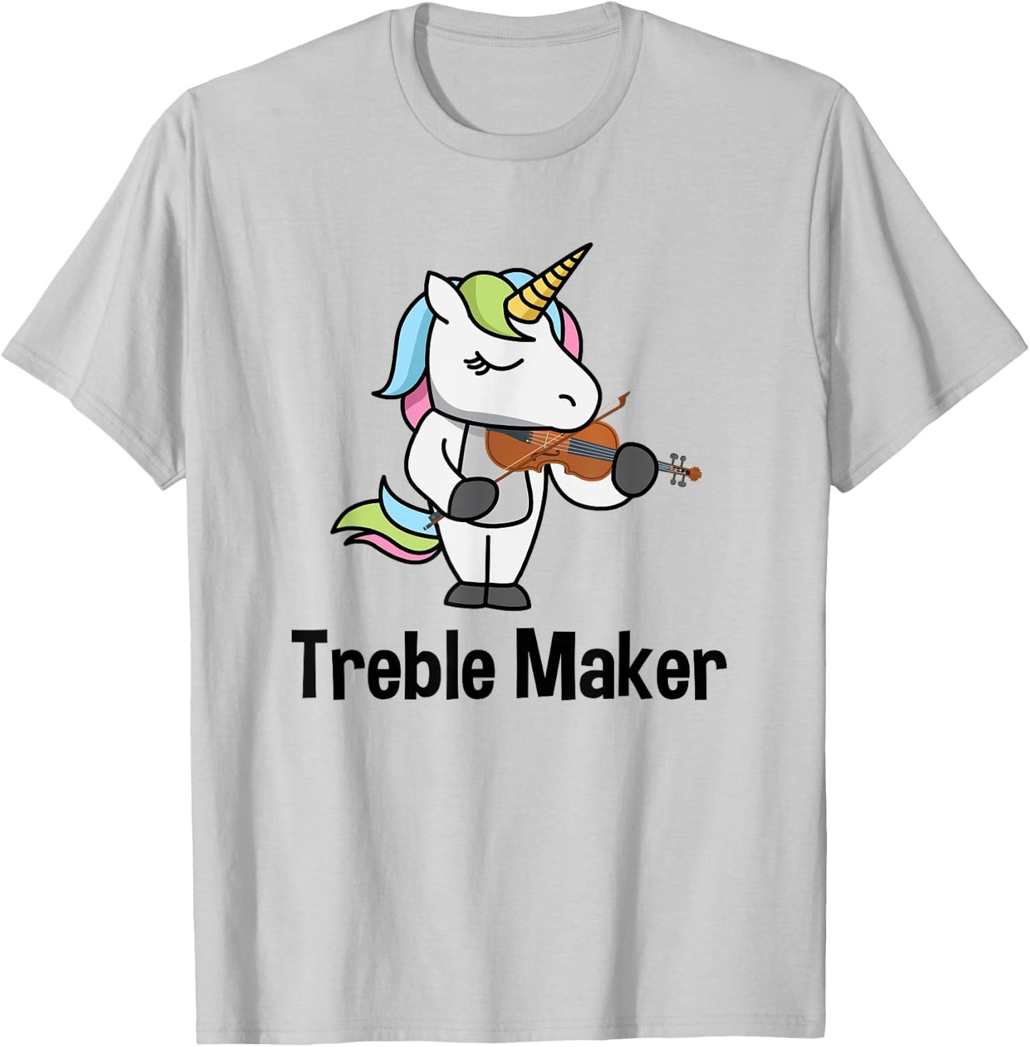 Violin Shirt for Girls - Treble Maker Unicorn Violinist T-Shirt - T-Shirt | Ash
