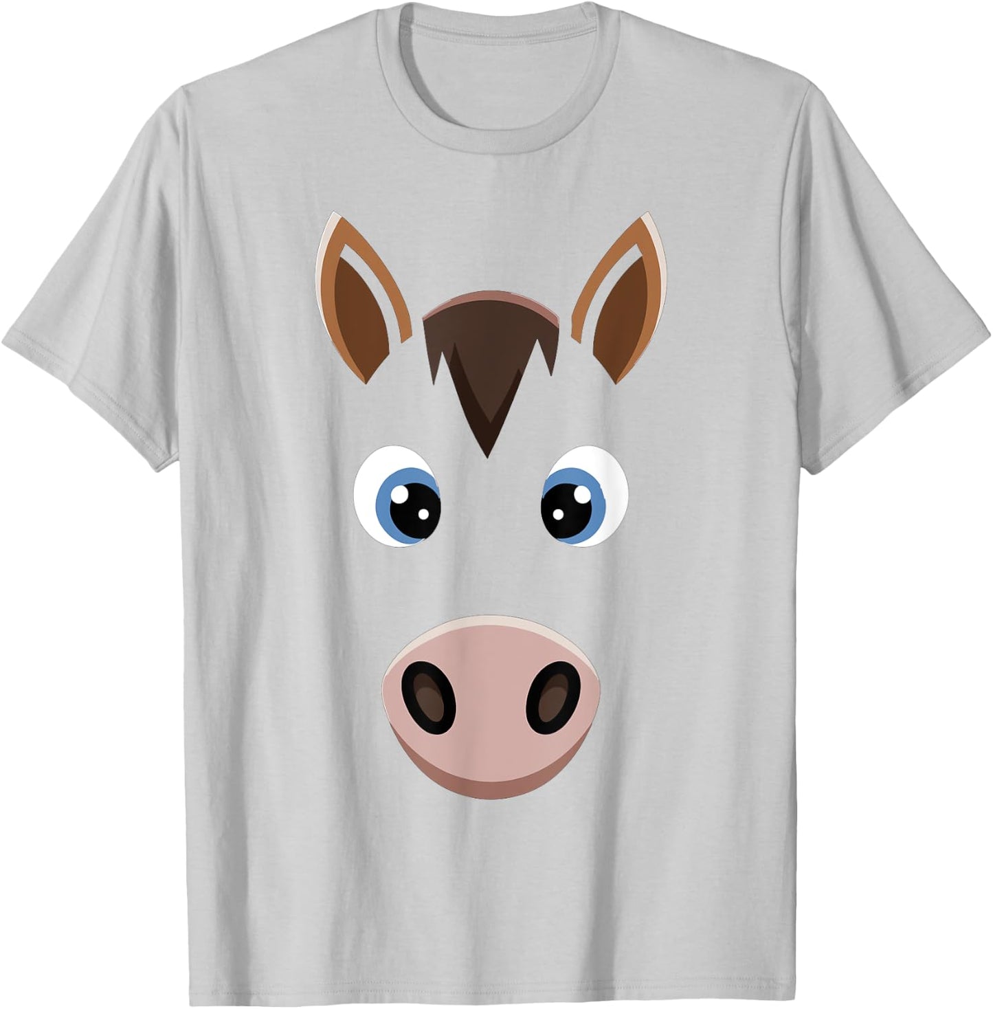 Halloween Horse Face Costume Kids Cute Themed Horsey T-Shirt - T-Shirt | Ash