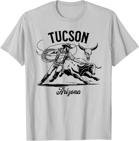 Tucson Arizona Rodeo Bull Rider Steer Wrangler Cowboy T-Shirt - T-Shirt | Ash