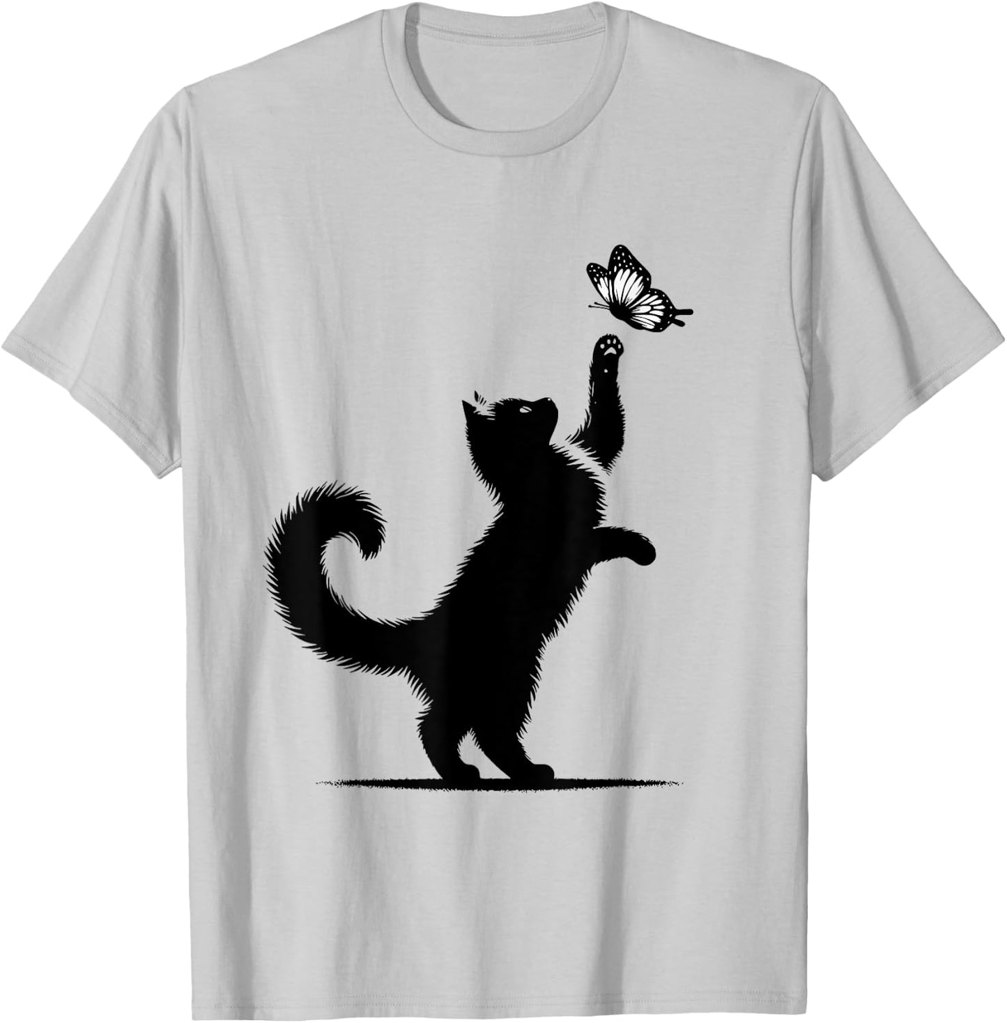 Cat Butterfly Cat Mom Girls Kitten Cat Lover T-Shirt - T-Shirt | Ash