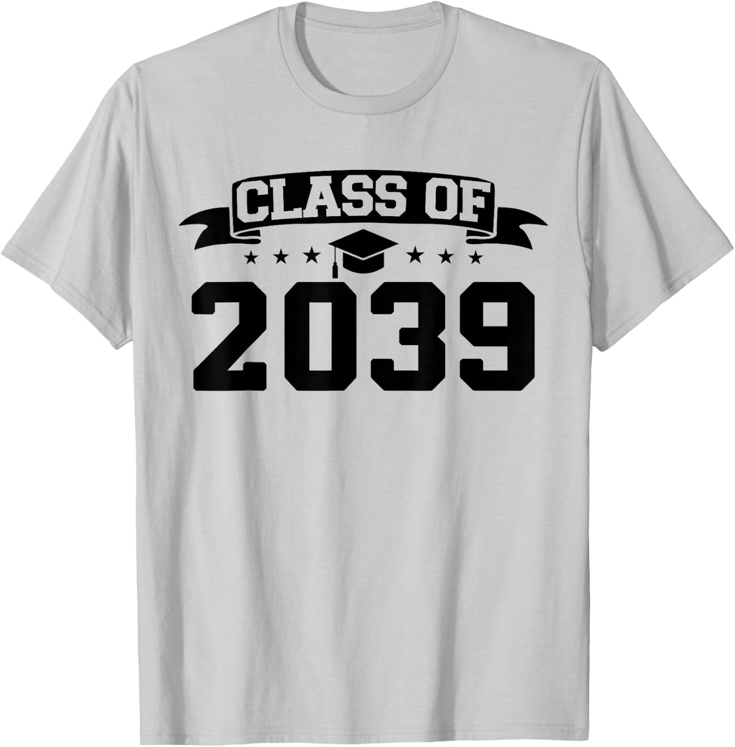 Class of 2039 Grow With Me Graduation Handprint On Back T-Shirt - T-Shirt | Ash
