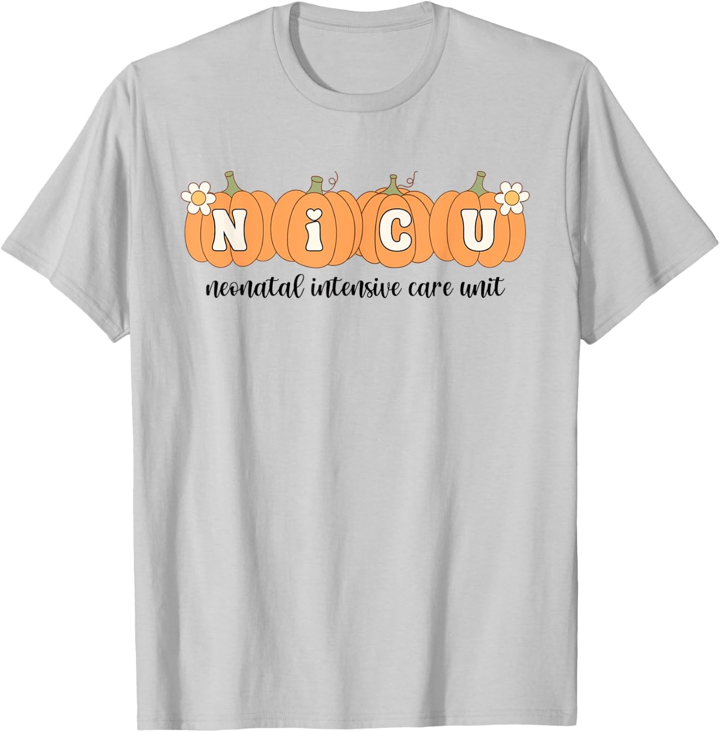 NICU Nurse Halloween Pumpkins Neonatal Intensive Care Unit T-Shirt - T-Shirt | Ash