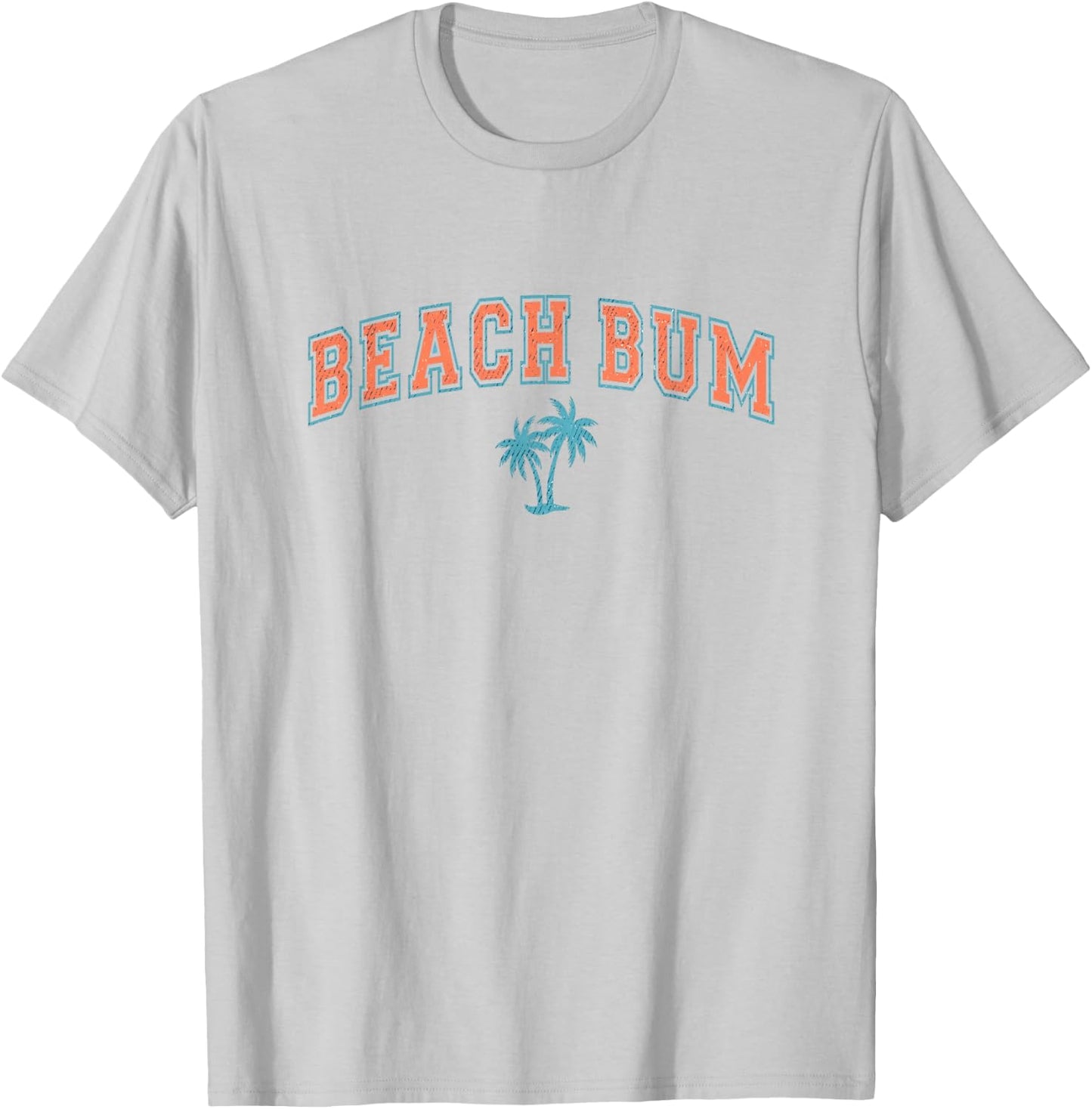 Vintage Beach Bum Shirt Varsity Text Palm Tree Simple Summer Men Women Girls Kids T-Shirt - T-Shirt | Ash
