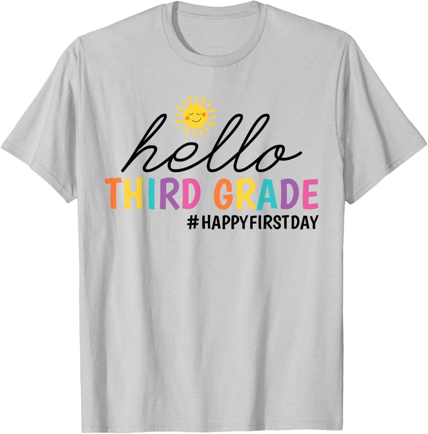 Hello Third Grade Teacher Kids Girl 3rd Grade Back to School T-Shirt - T-Shirt | Ash