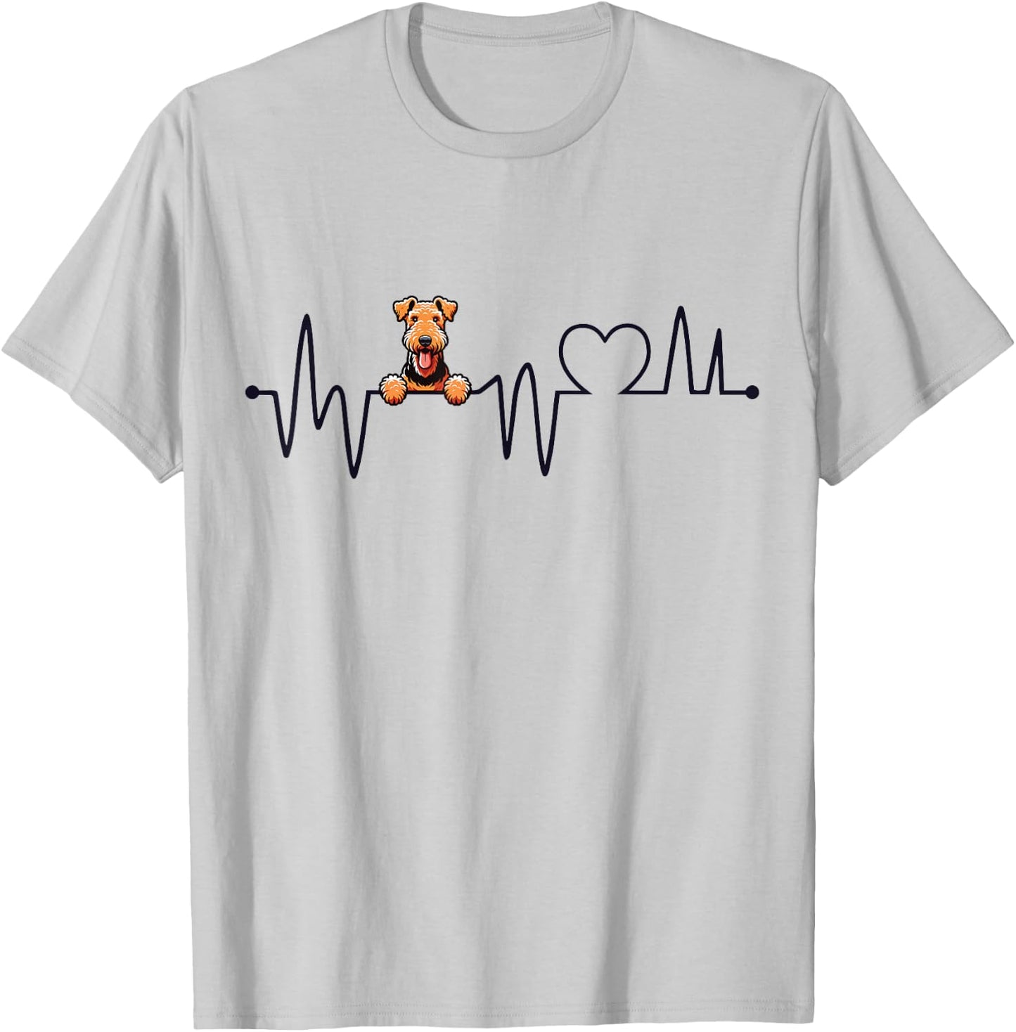 Airedale Terrier Heartbeat - Men Women Kids Airedale Lover T-Shirt - T-Shirt | Ash