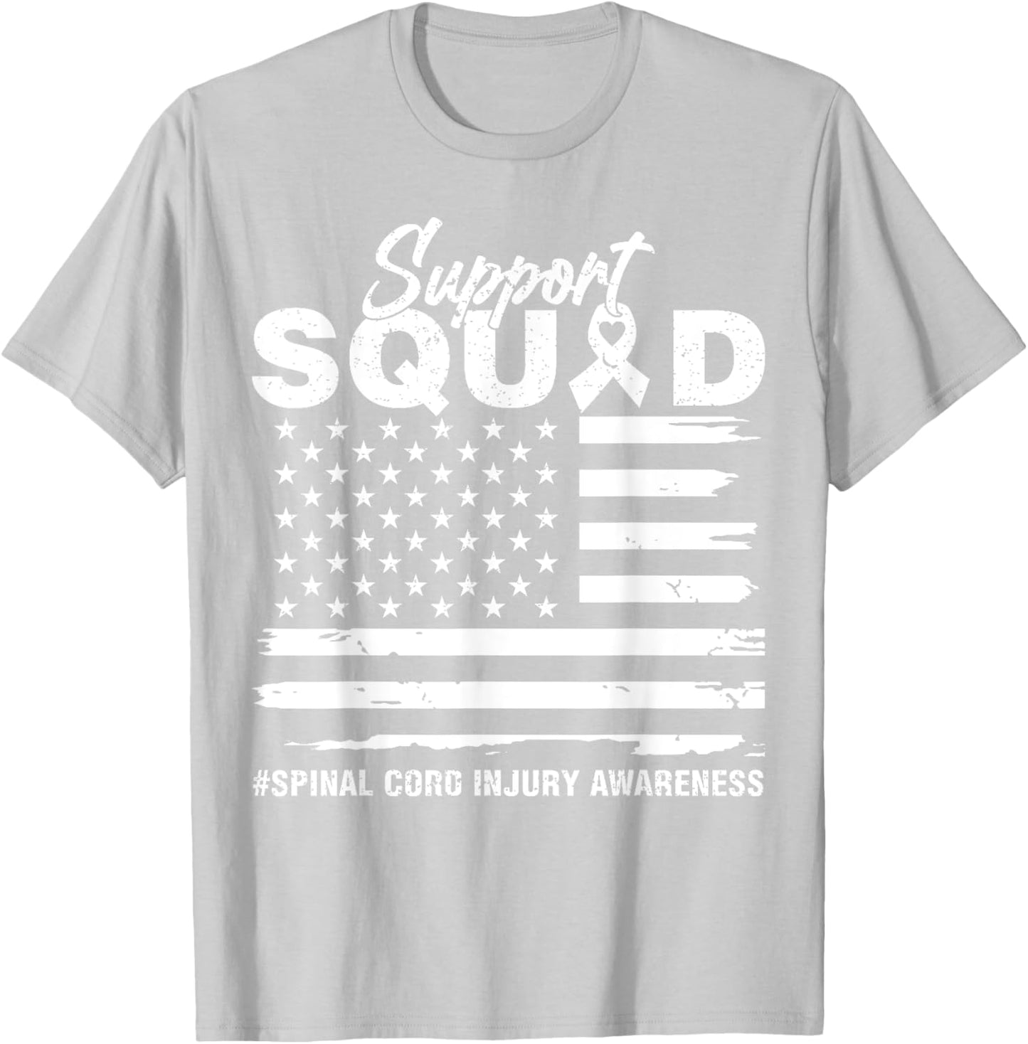 Lime Green Ribbon Support Spinal Cord Injury Awareness Squad T-Shirt - T-Shirt | Ash
